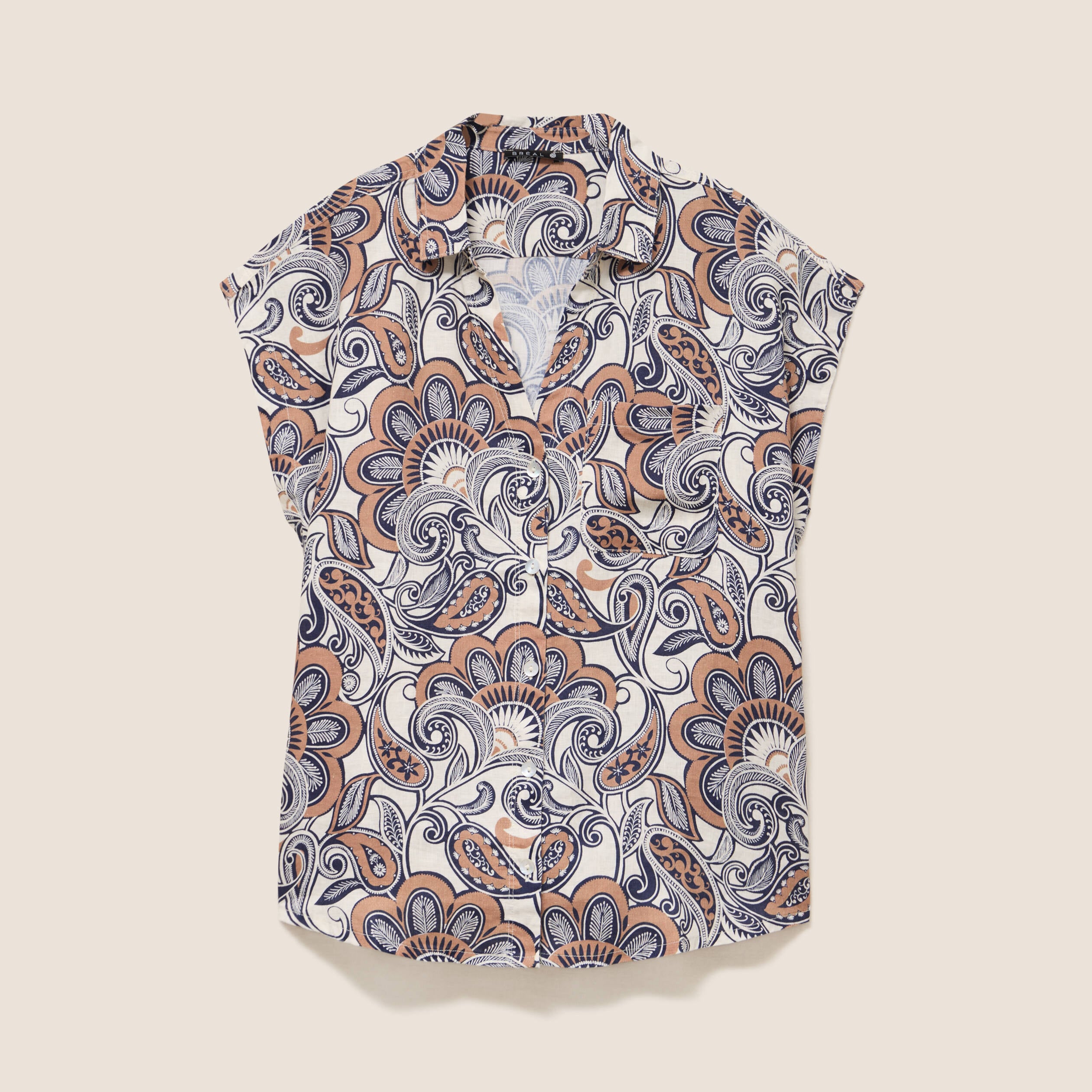 Chemise sans manches marron femme