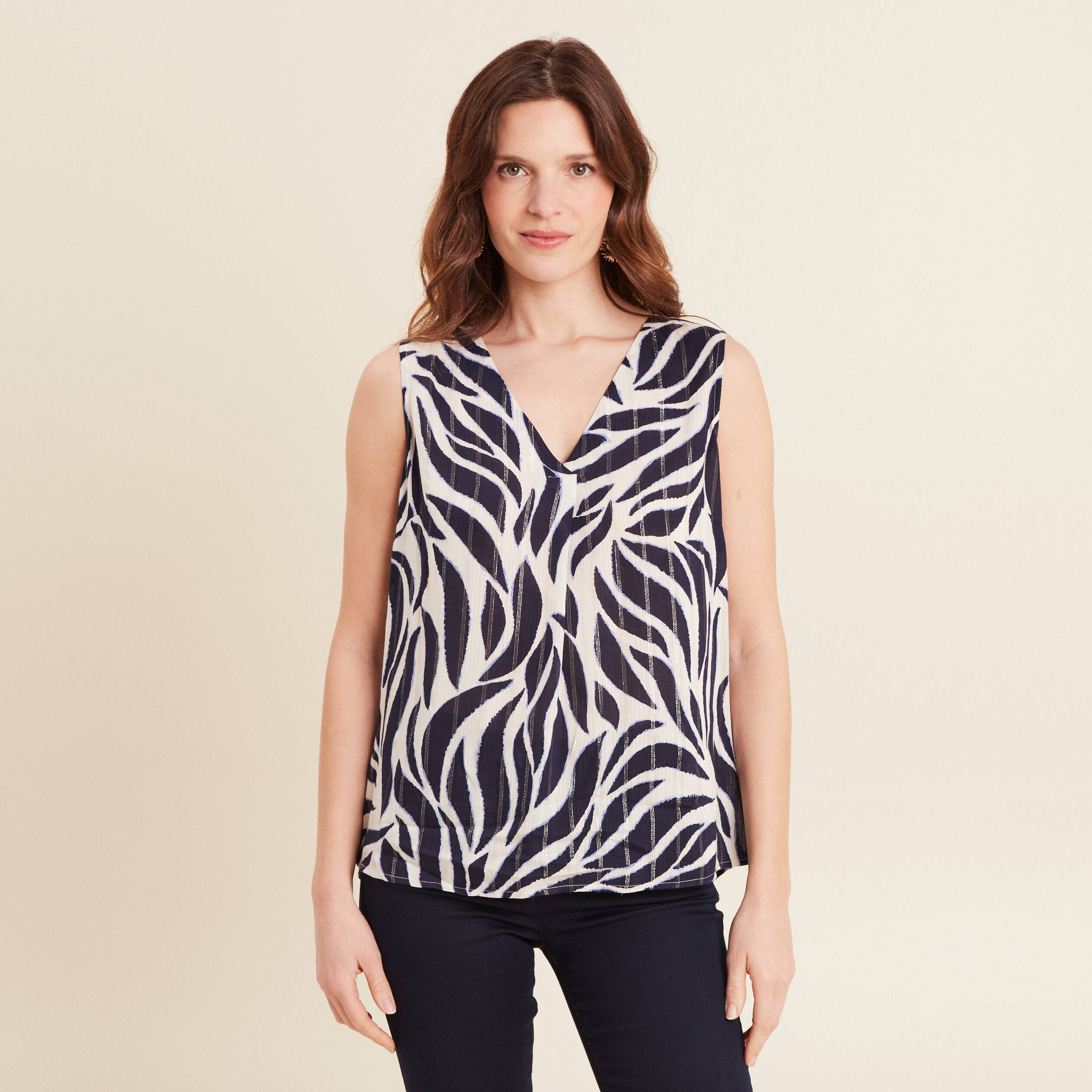 blouse sans manches bleu fonce femme Blouse sans manches bleu foncé femme