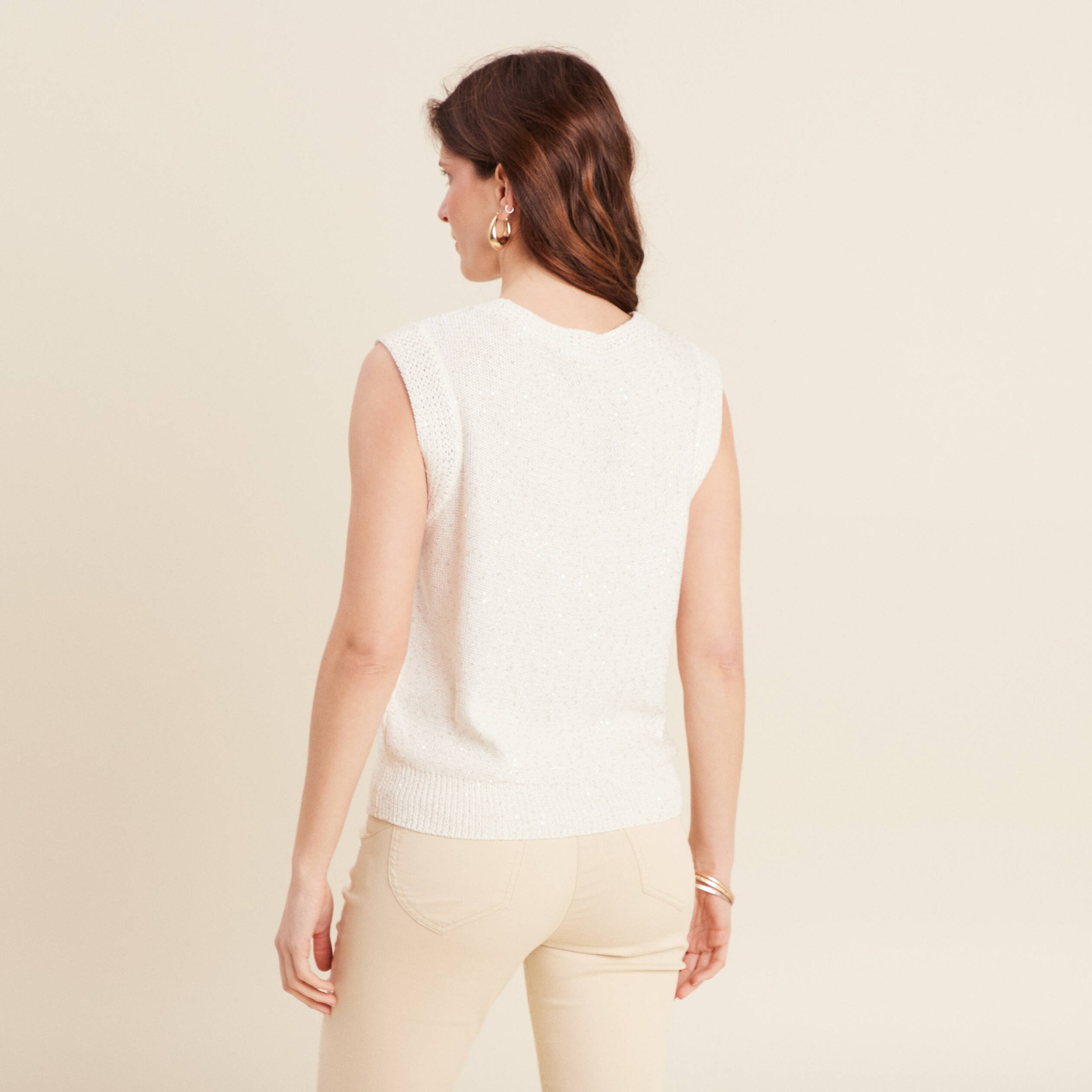 pull sans manches ecru femme Pull sans manches ecru femme