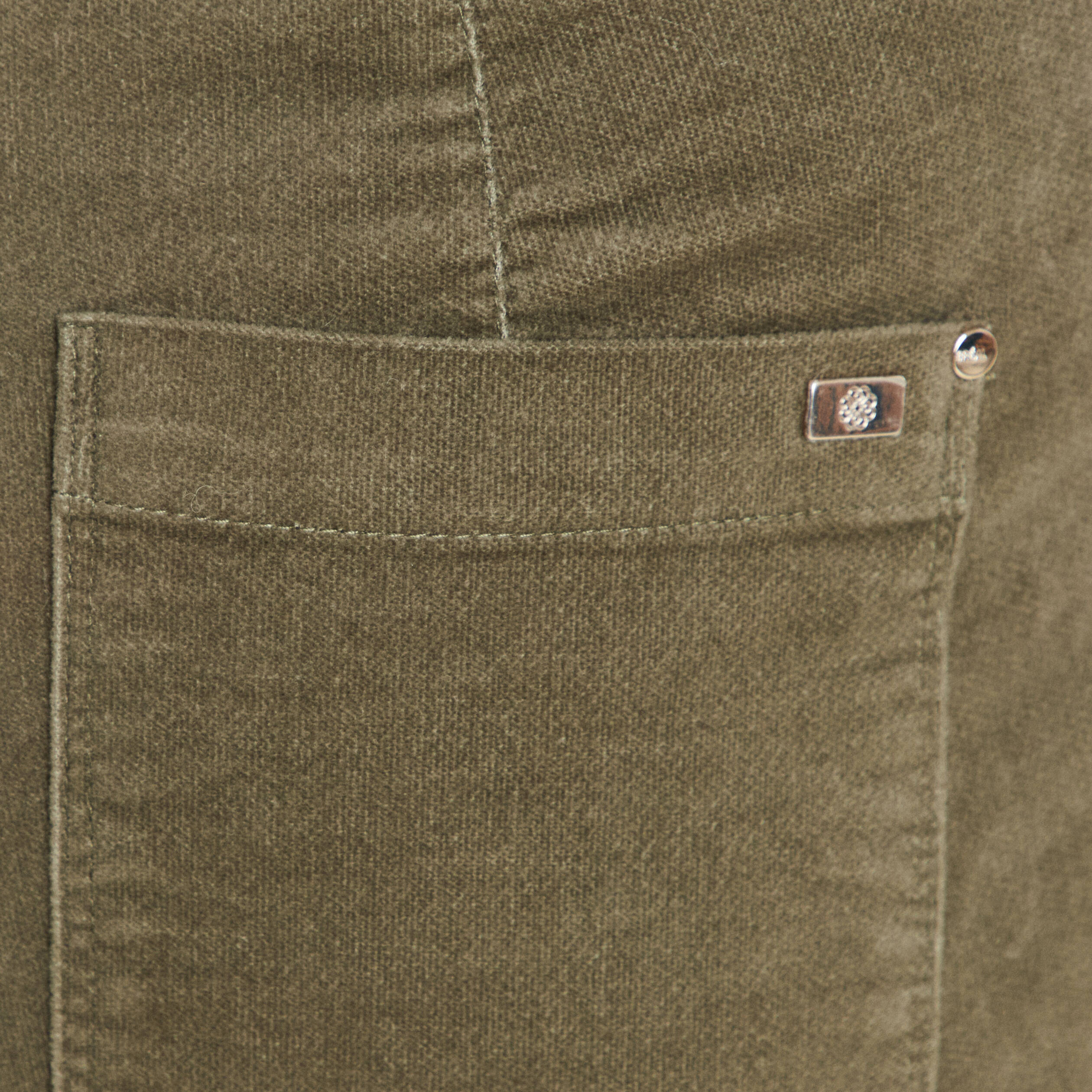 Pantalon bootcut taille haute velours vert kaki femme
