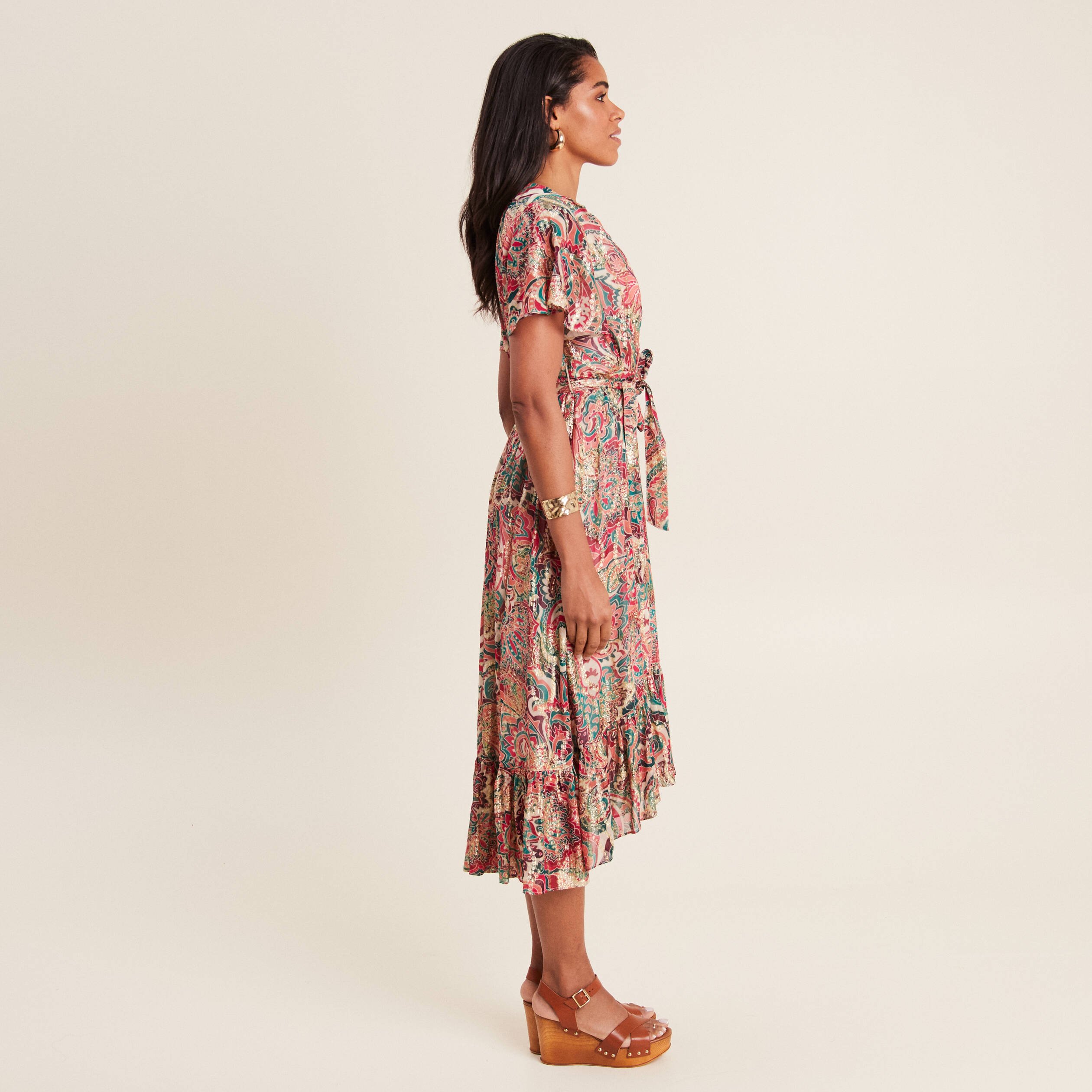 robe longue evasee fluide rose femme Robe longue évasée fluide rose femme