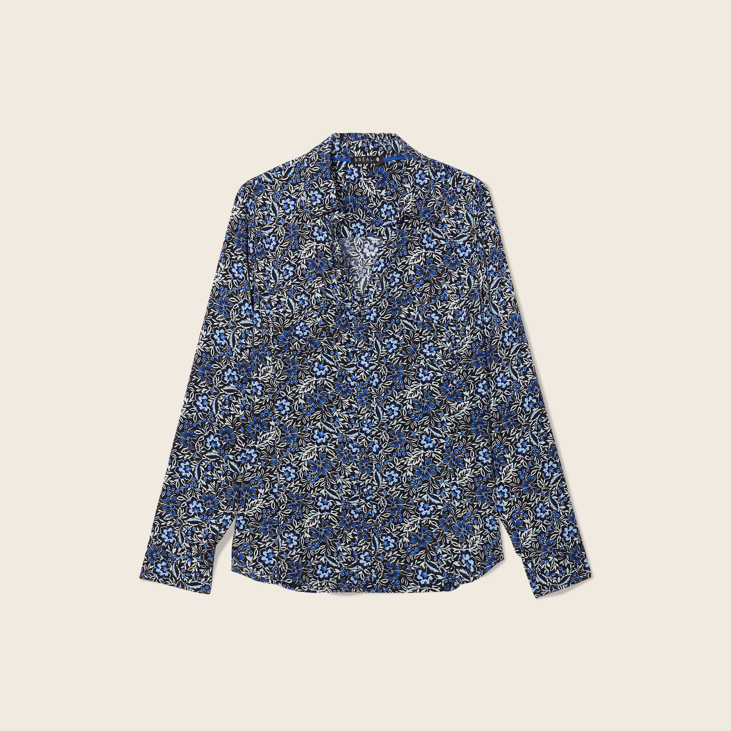 Chemise manches longues bleu femme