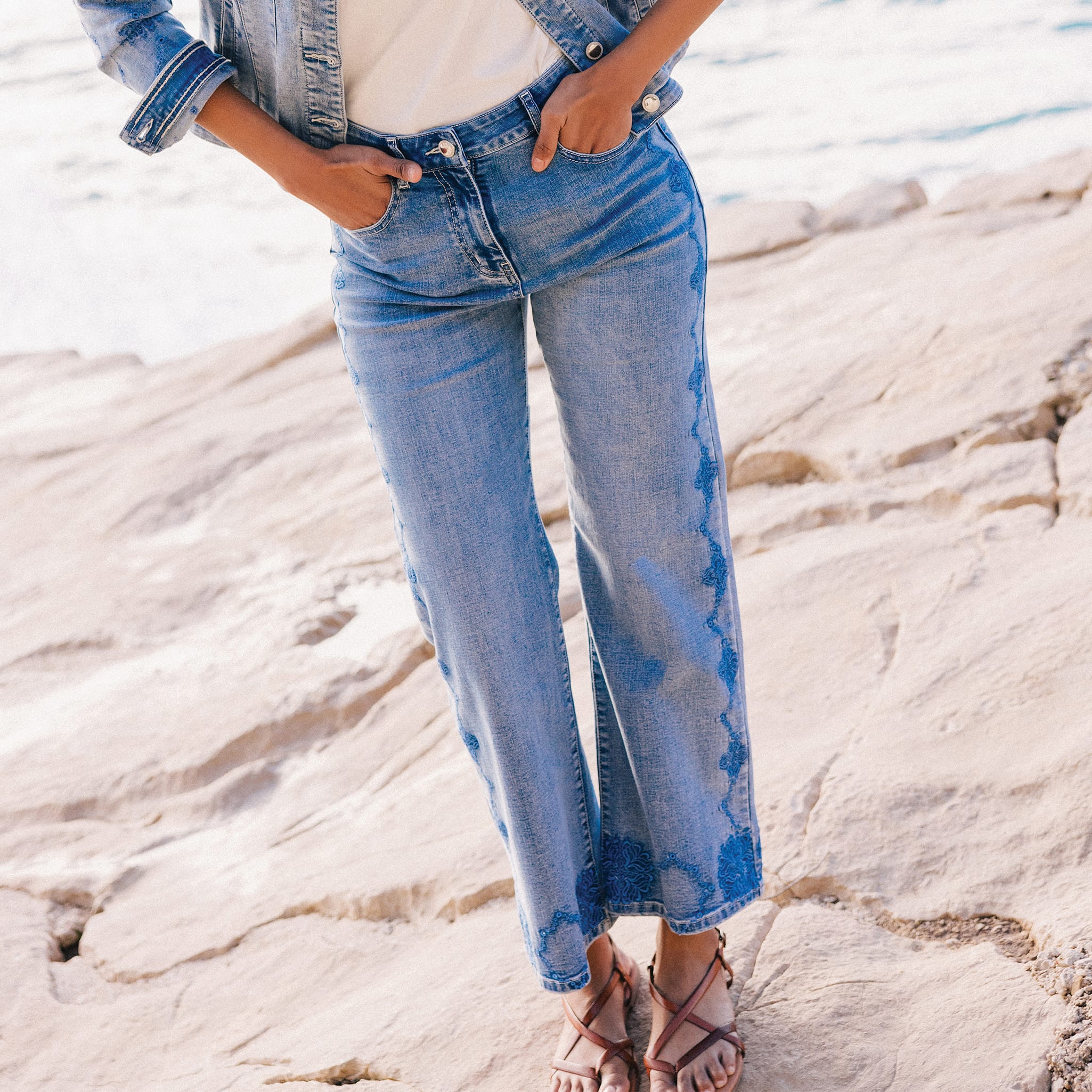 jean large 78eme denim double stone femme Jean large 7/8ème denim double stone femme