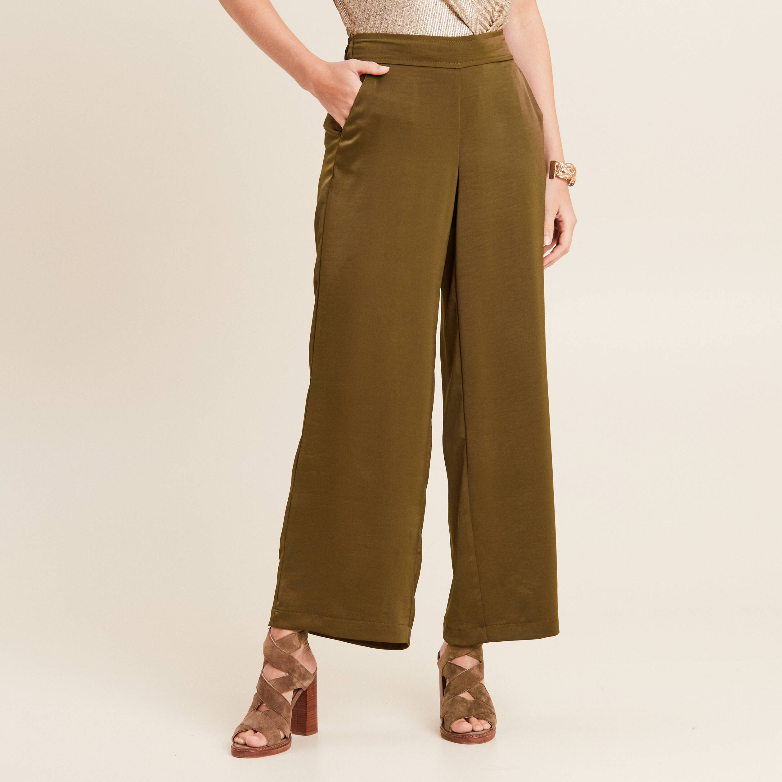 Pantalon large satiné online
