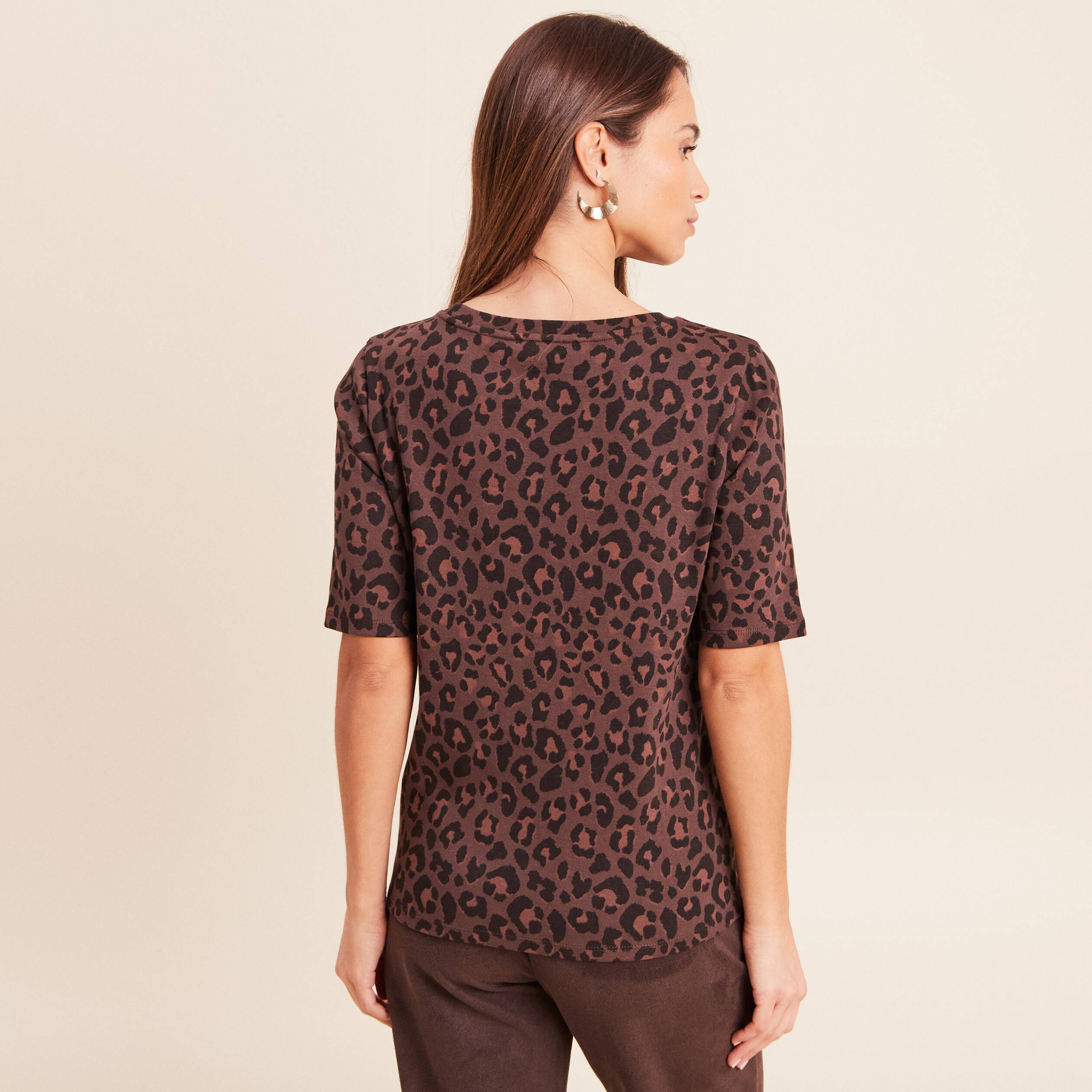 T-shirt en coton biologique marron femme