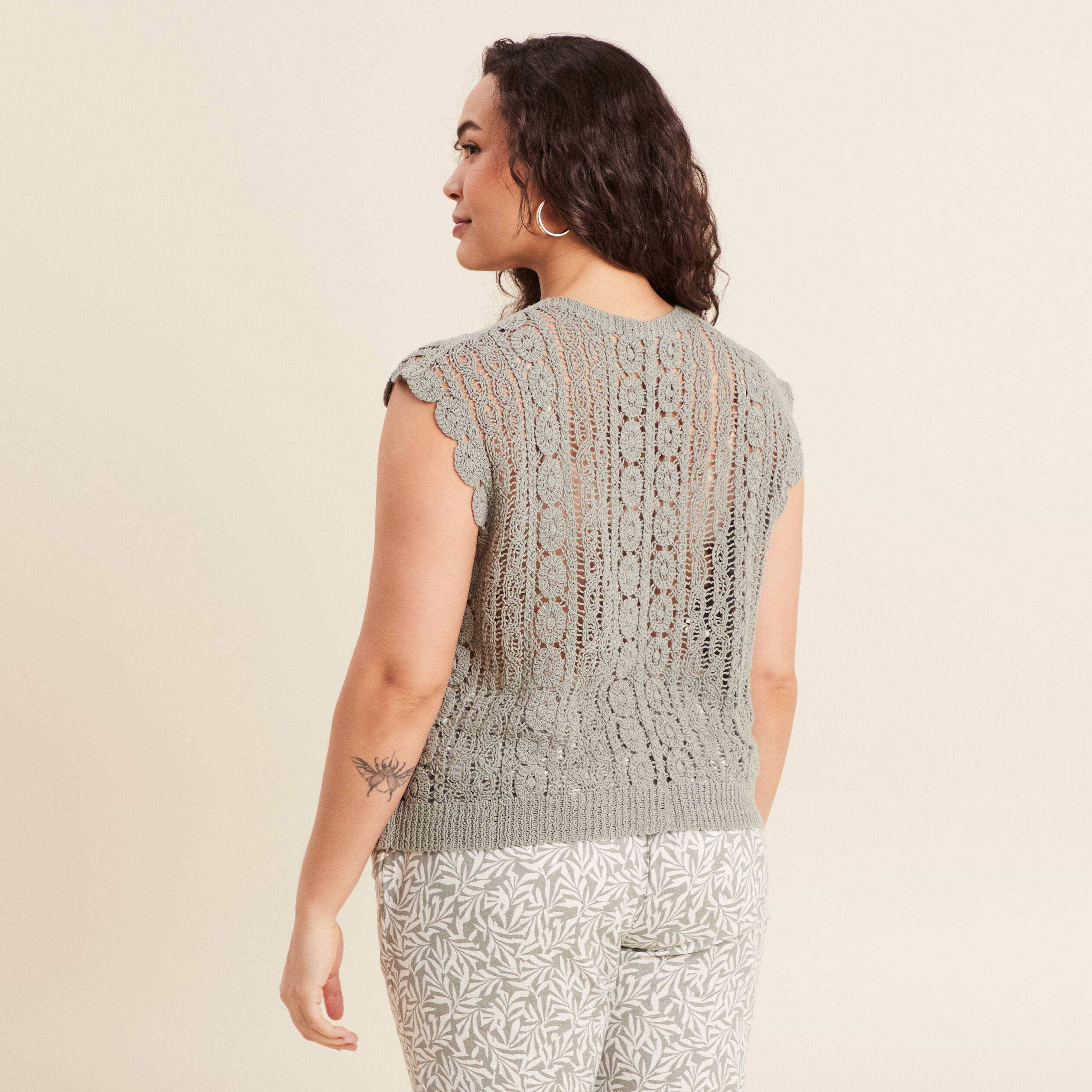 debardeur macrame vert clair femme Débardeur macramé vert clair femme