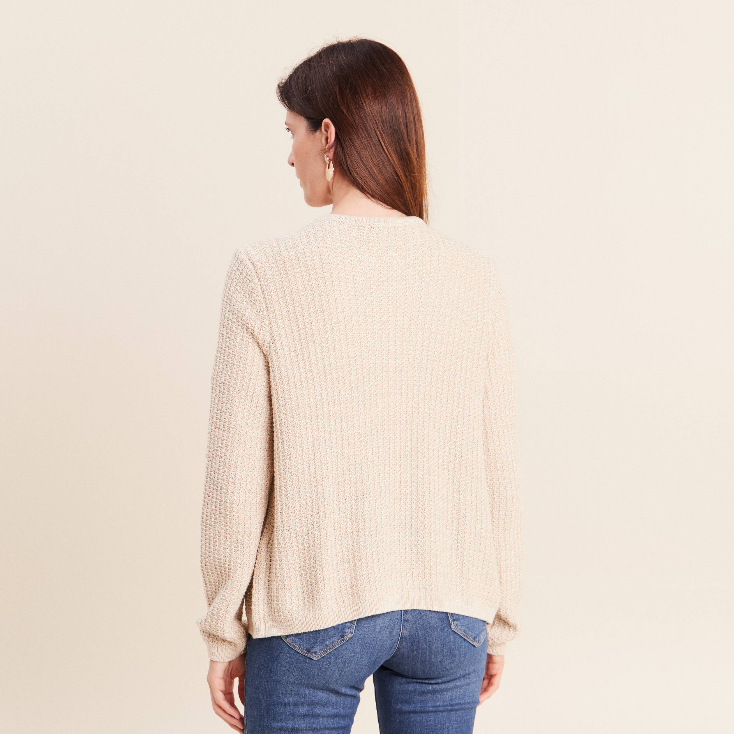 Gilet col rond couleur or femme