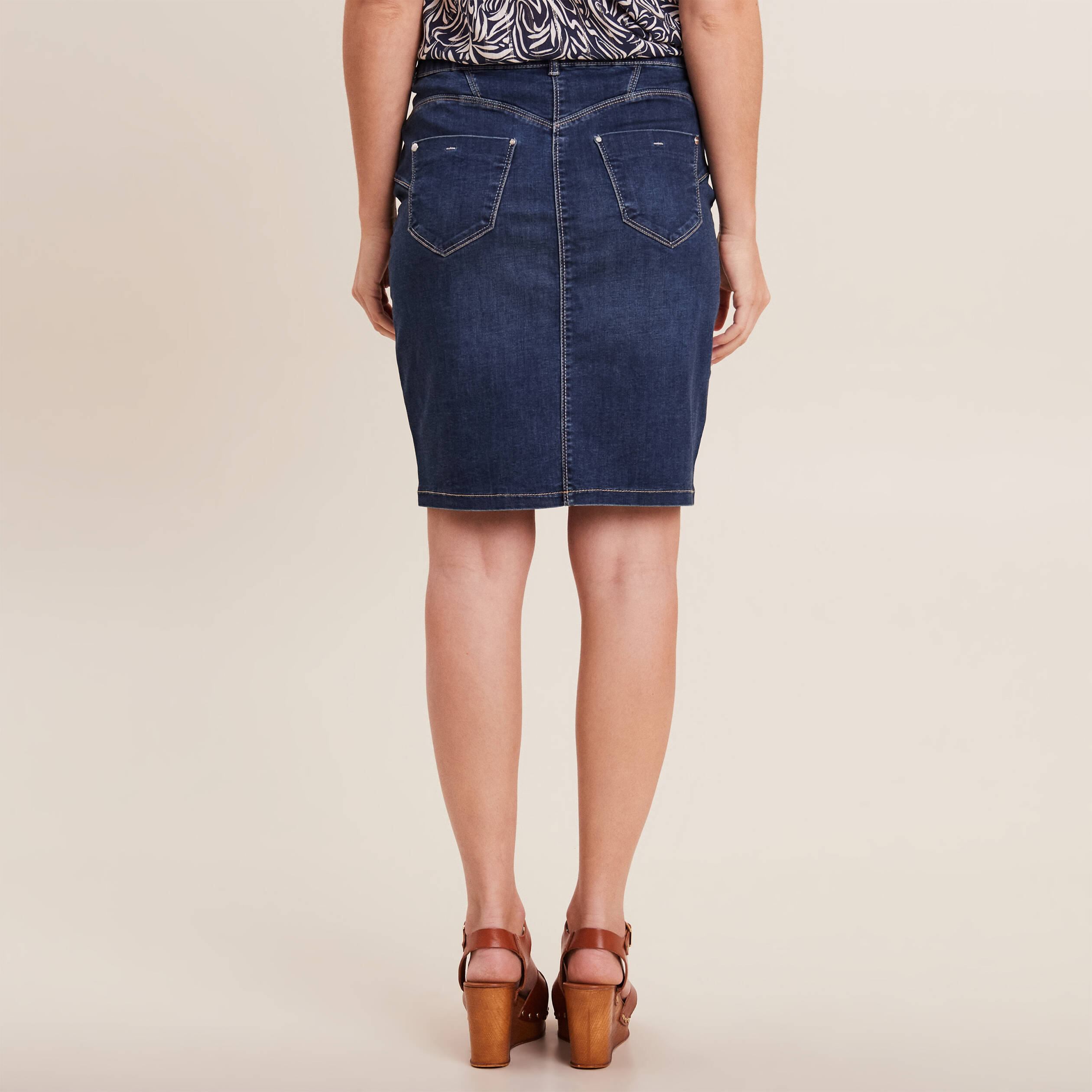 Jupe droite denim brut femme