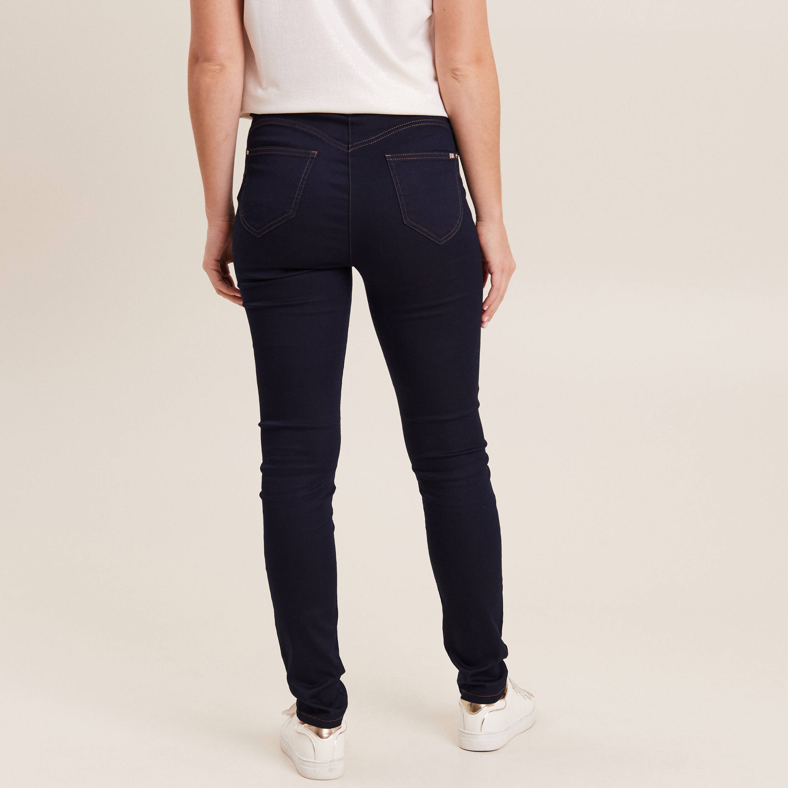 jeans leger taille haute long denim brut femme Jeans léger taille haute long denim brut femme