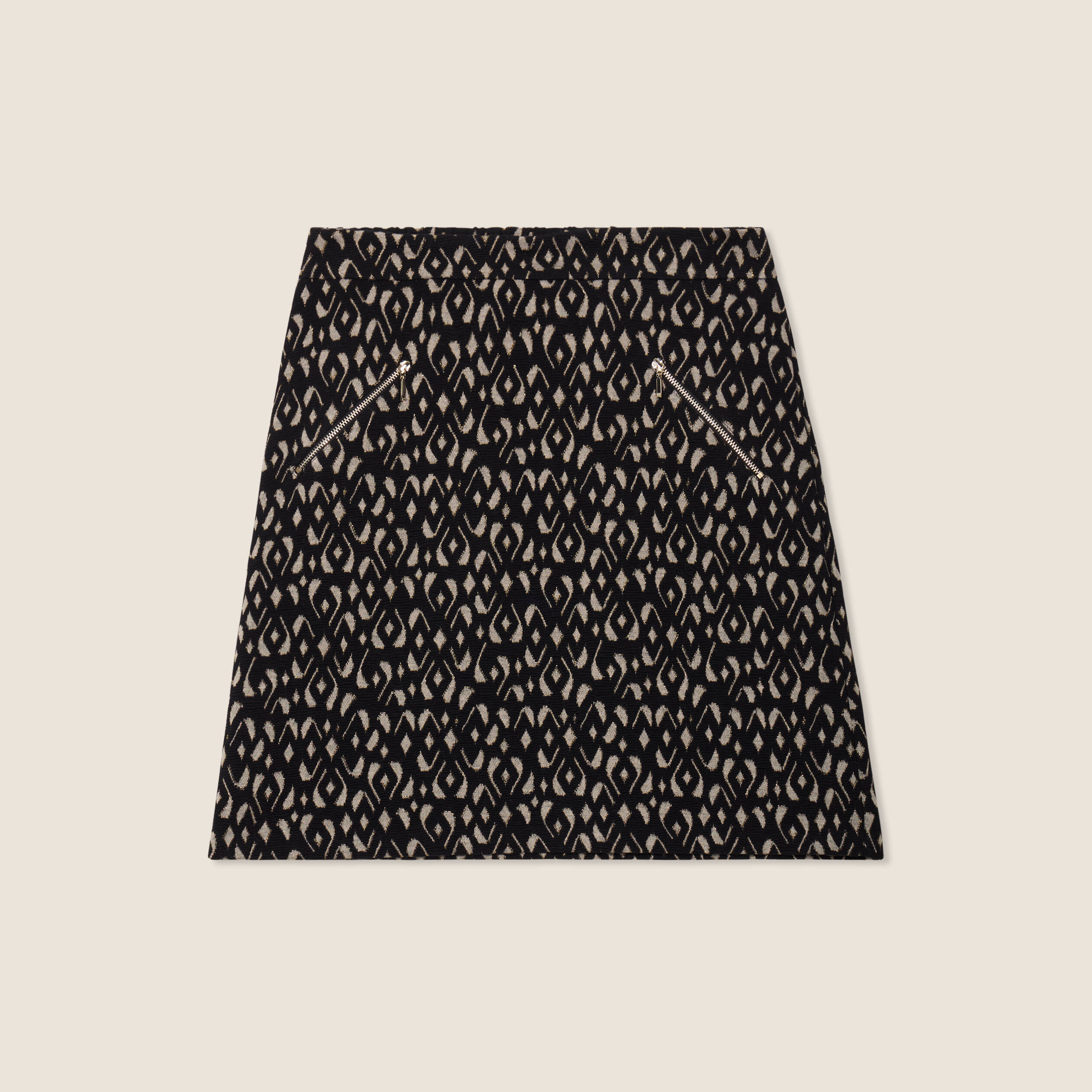 jupe droite details zippes noir femme Jupe droite détails zippés noir femme