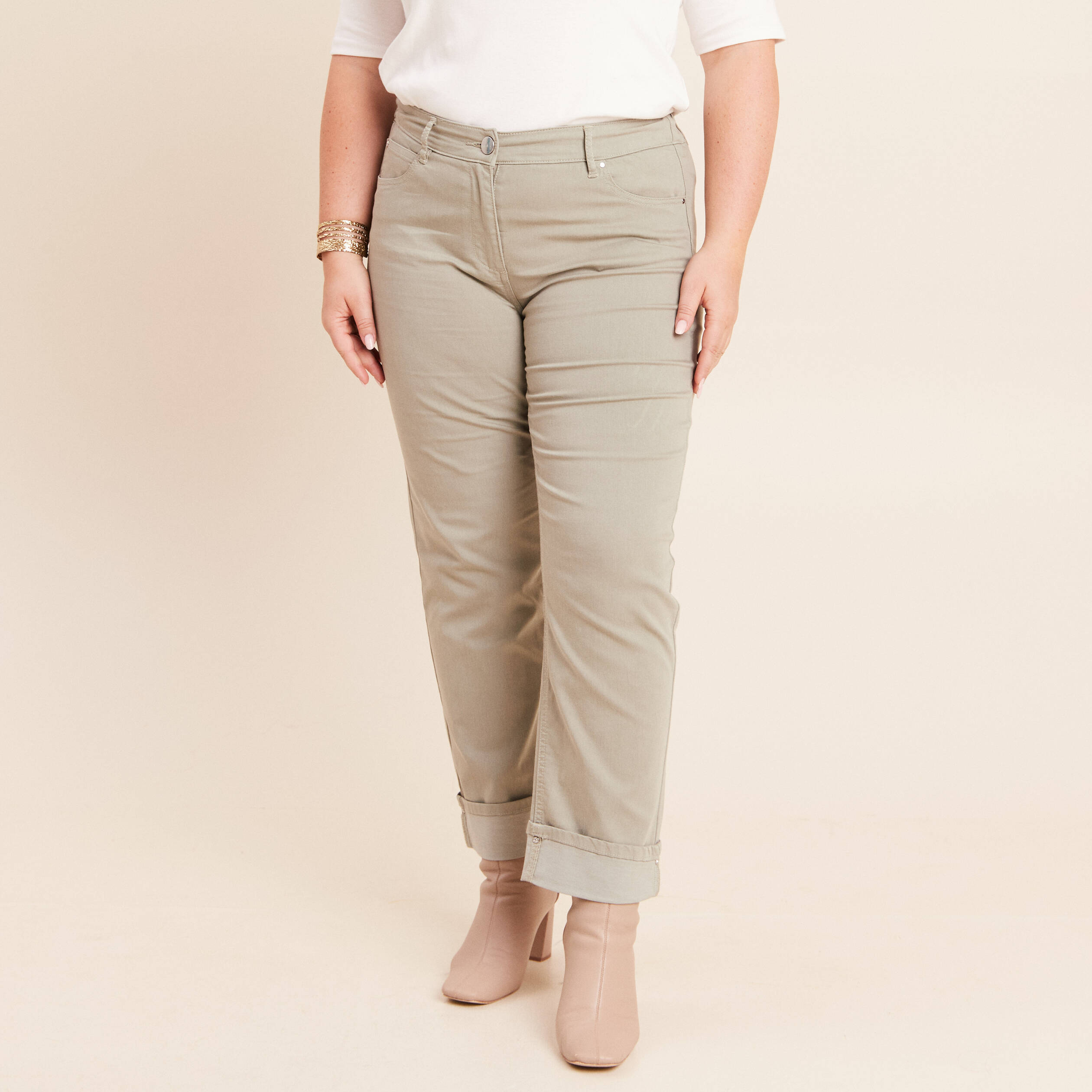 Pantalon coupe mom 7/8&egrave;me vert clair femme