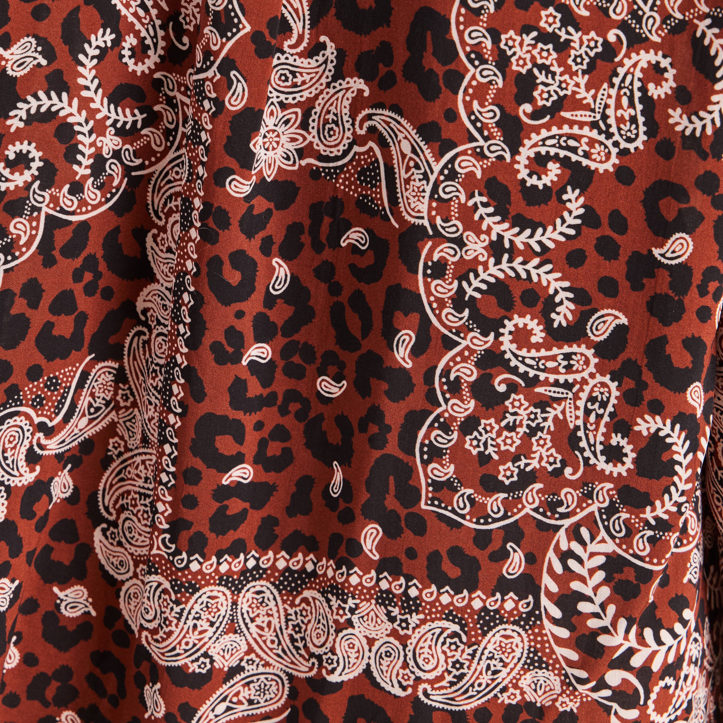 Chemise fluide manches longues marron femme