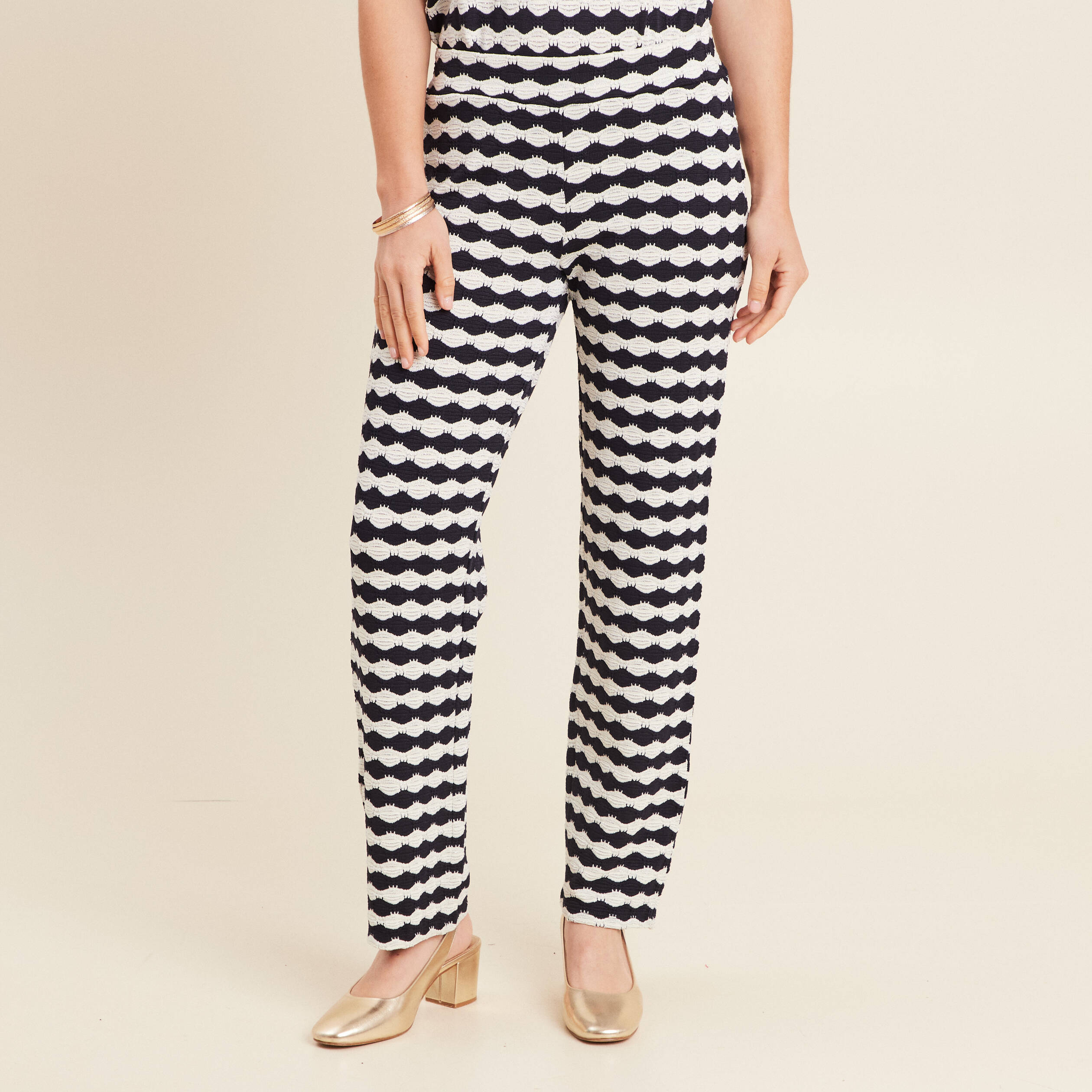 pantalon large taille haute bleu marine femme Pantalon large taille haute bleu marine femme