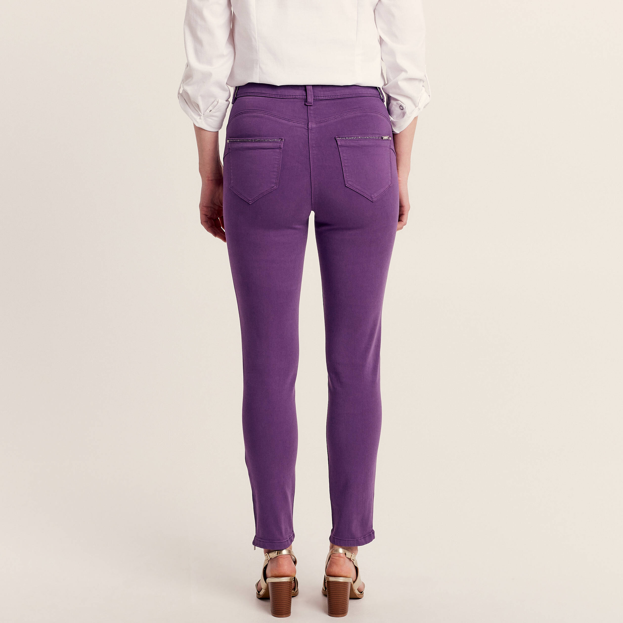 jean ajuste 78eme violet fonce femme Jean ajusté 7/8ème violet foncé femme
