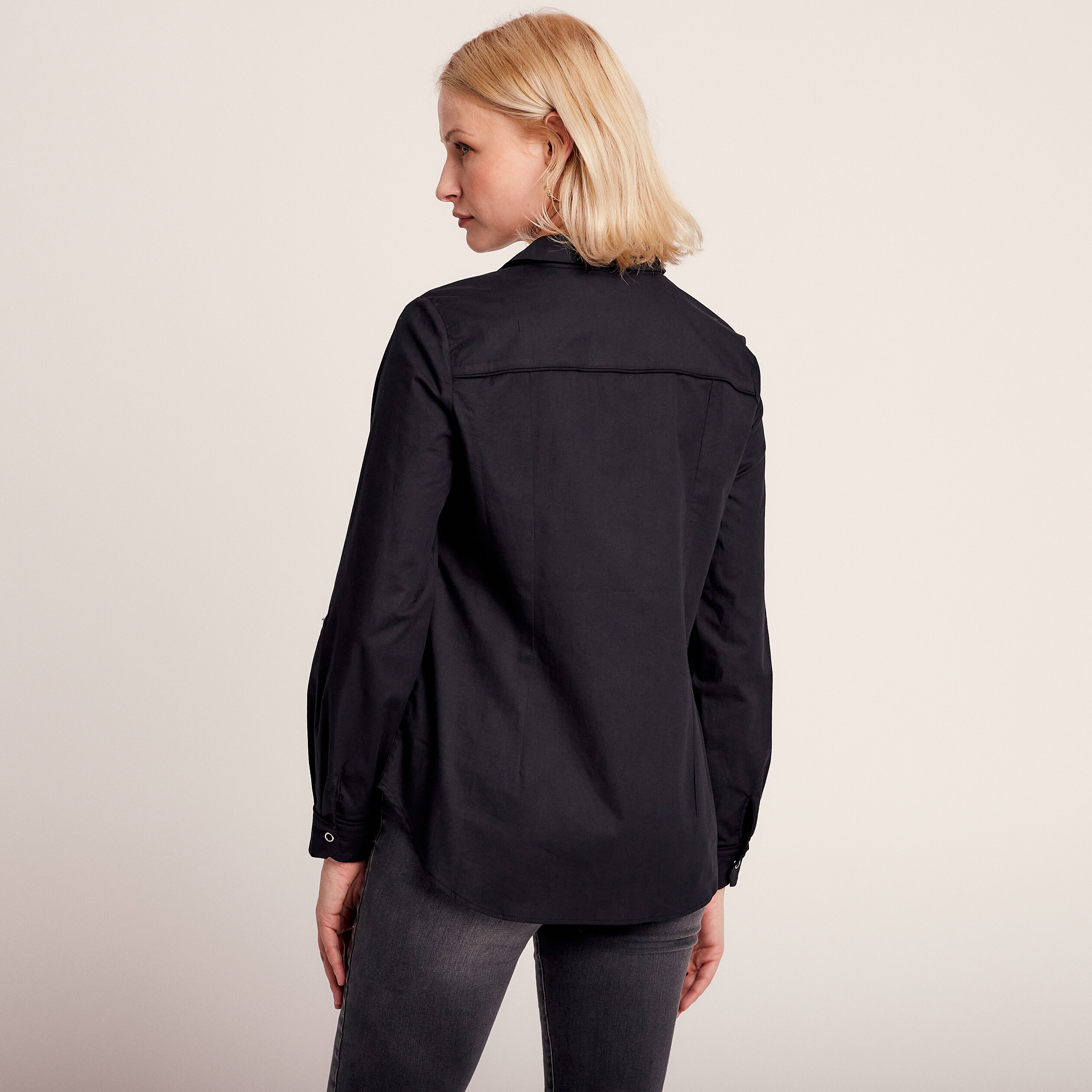 Chemise manches longues noir femme