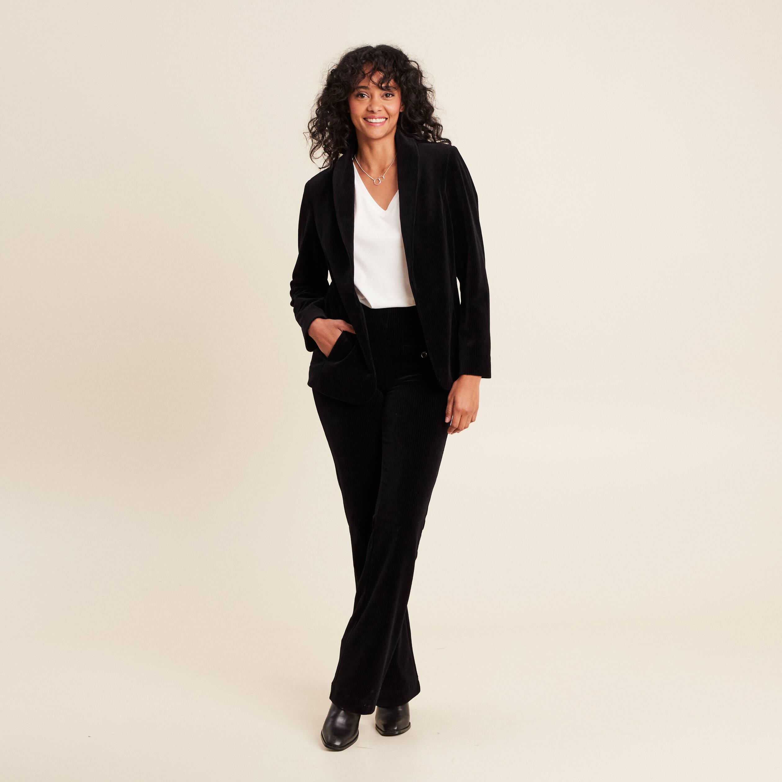 Caroll Pantalon En Velours Noir Femme Pantalon Velours Pantalon