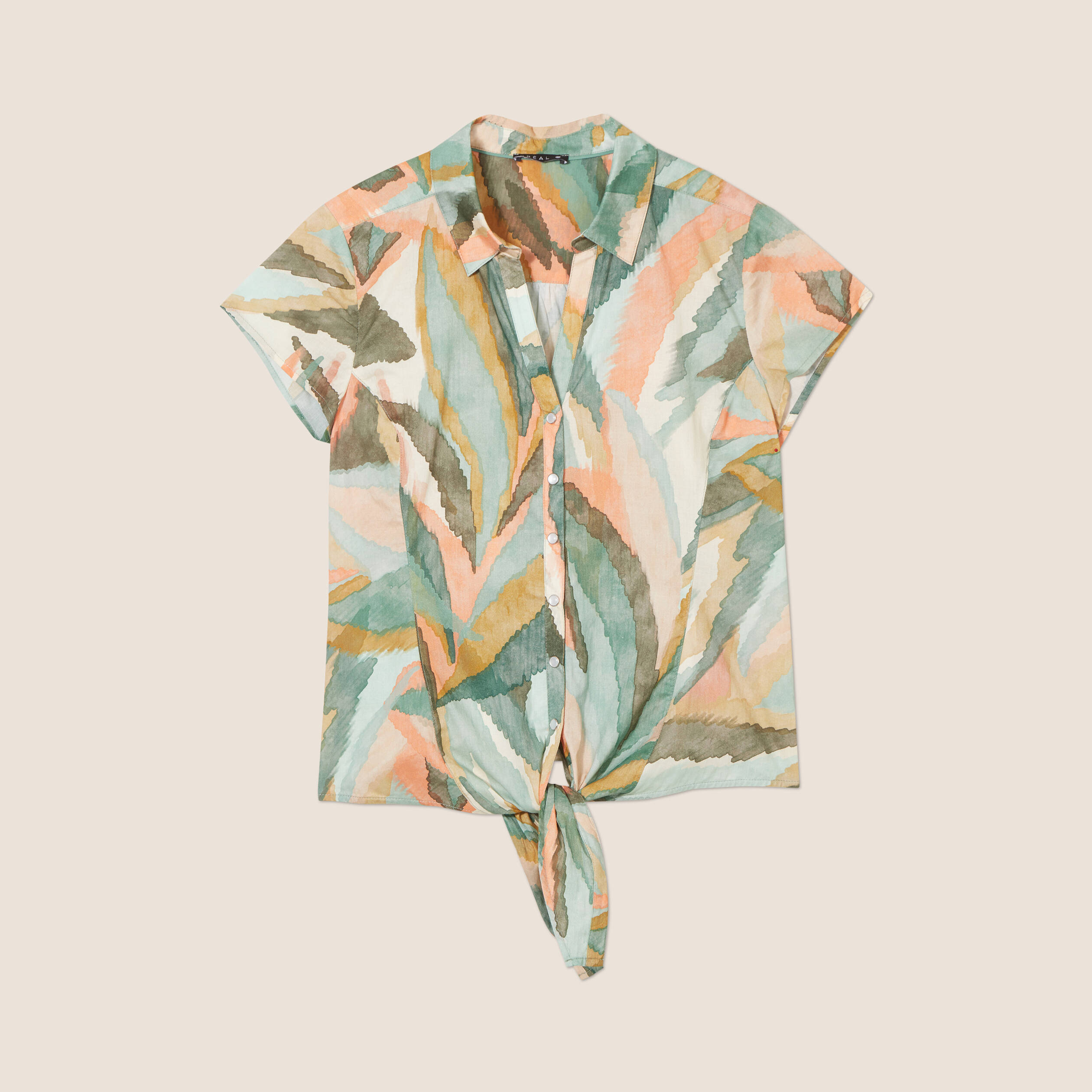 chemise manches courtes nouee multicolore femme Chemise manches courtes nouée multicolore femme