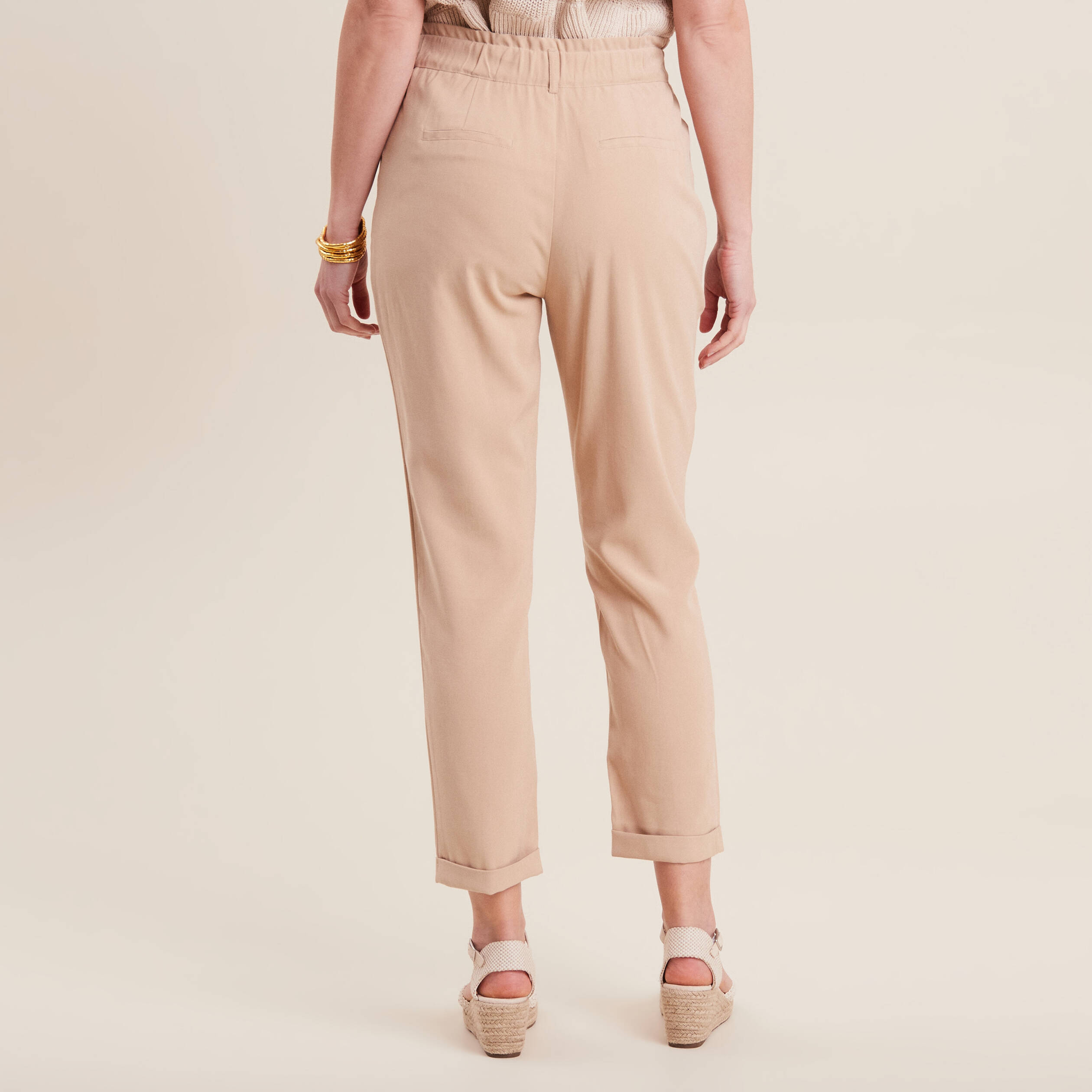 pantalon carotte 78eme beige femme Pantalon carotte 7/8ème beige femme