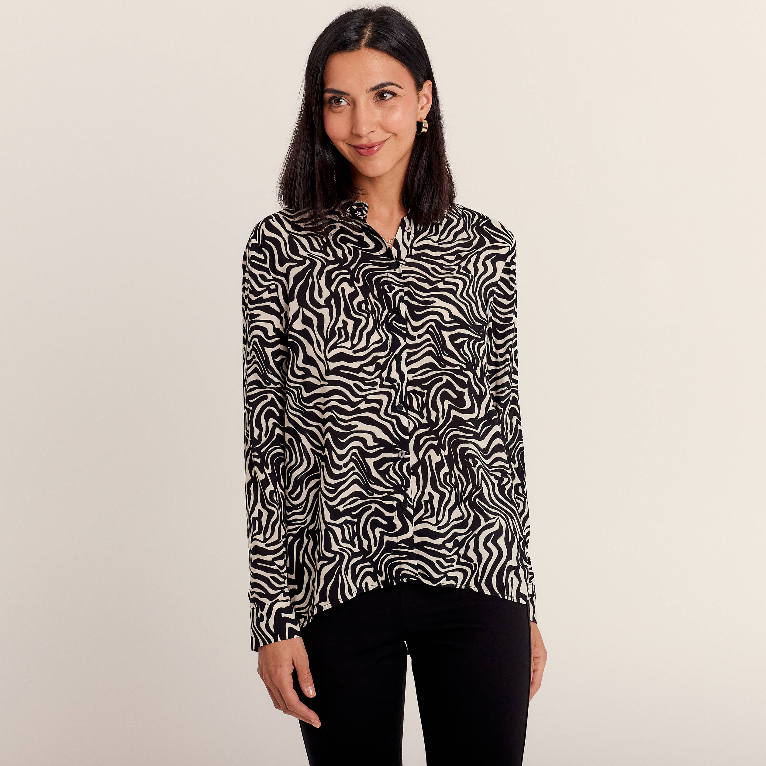 Chemise manches longues noir femme