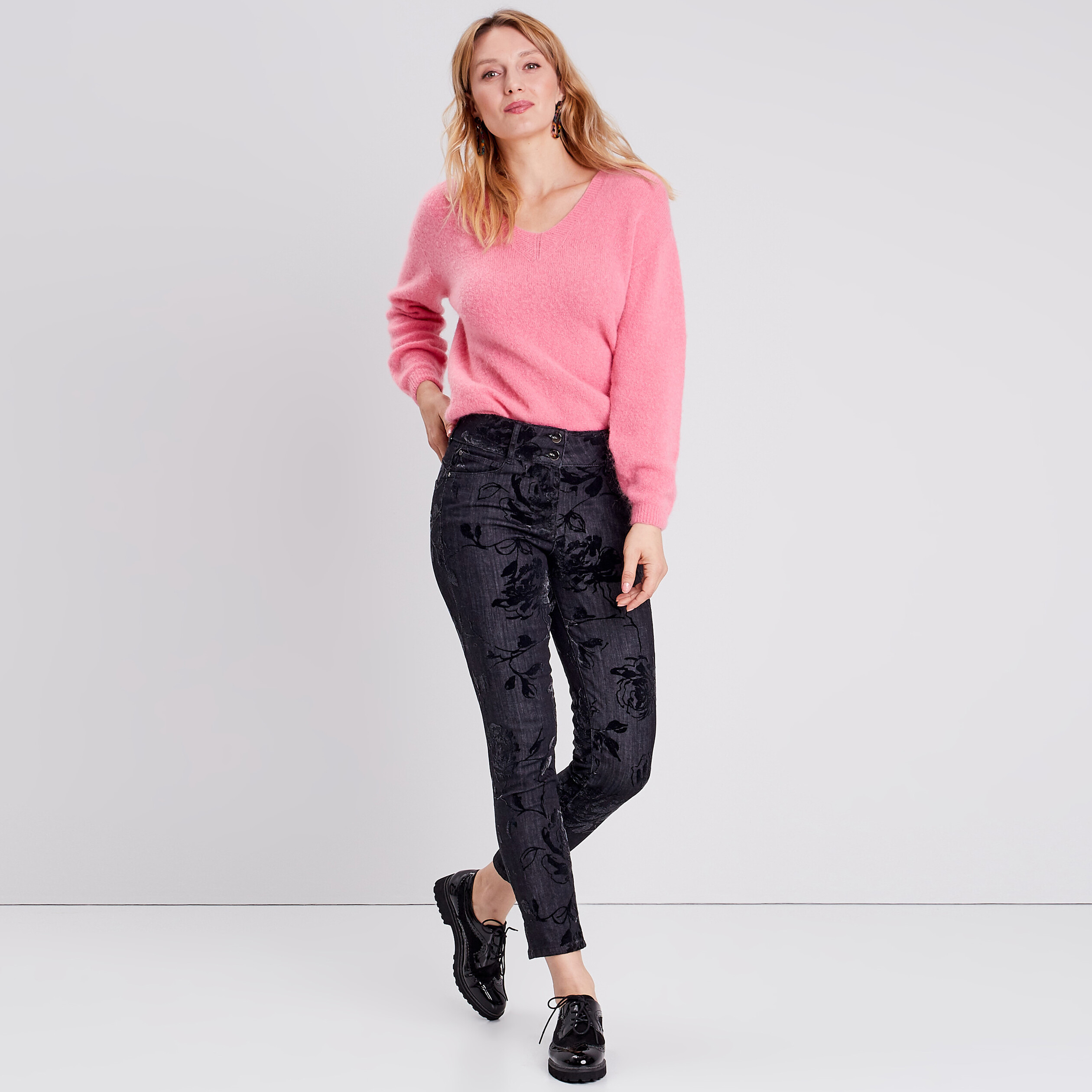 Jean ajusté taille standard denim gris femme