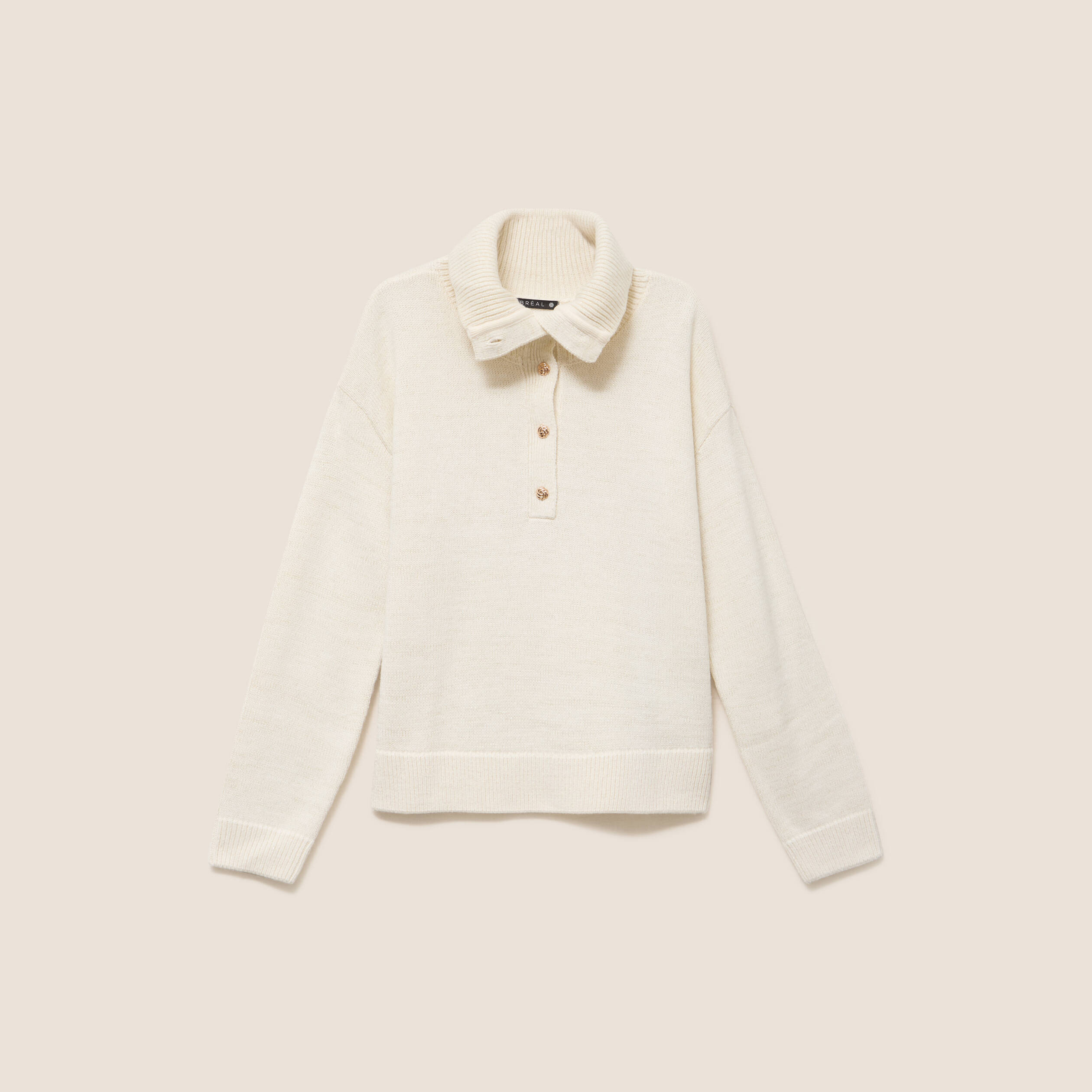 Pull col camionneur ecru femme
