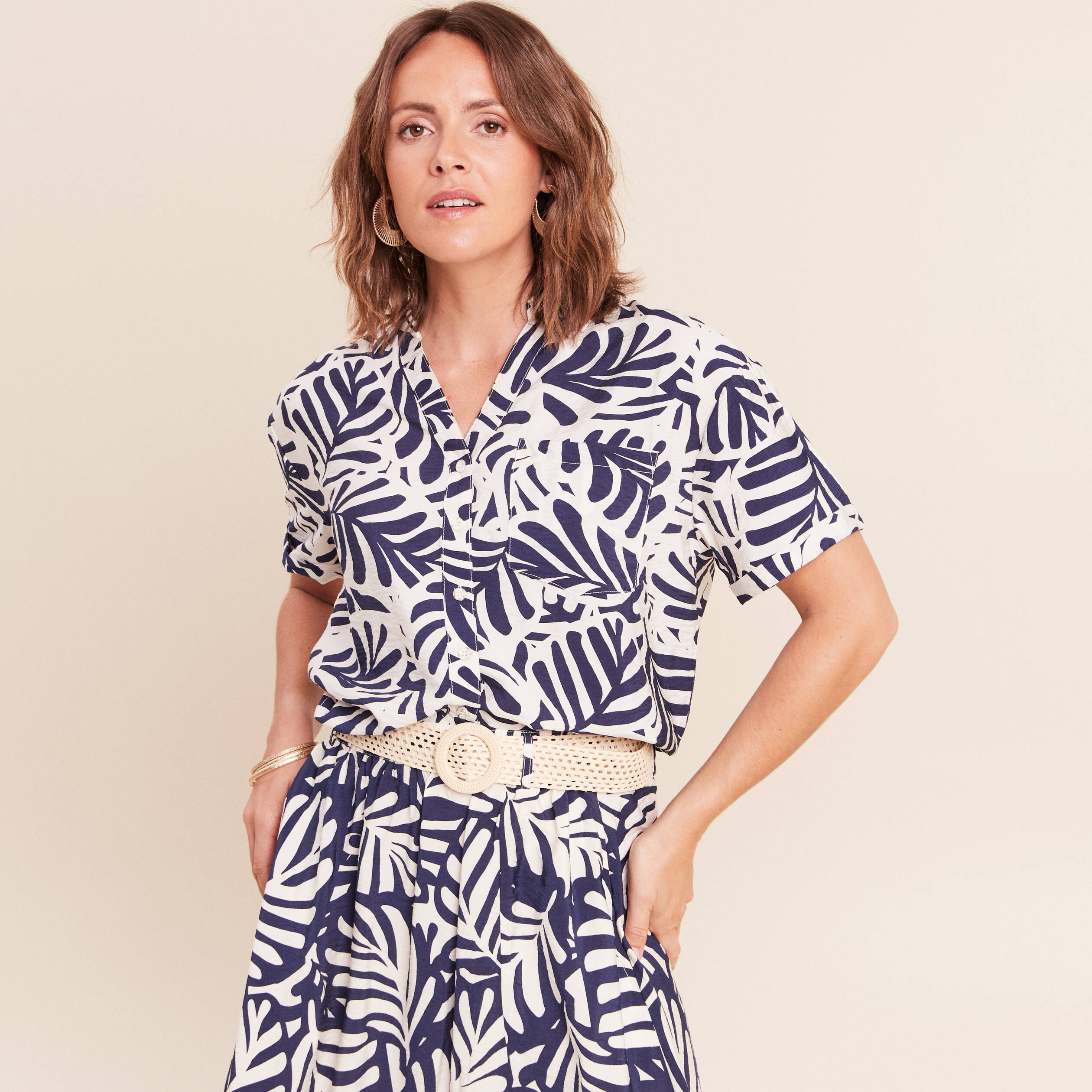Chemise manches courtes blanc femme