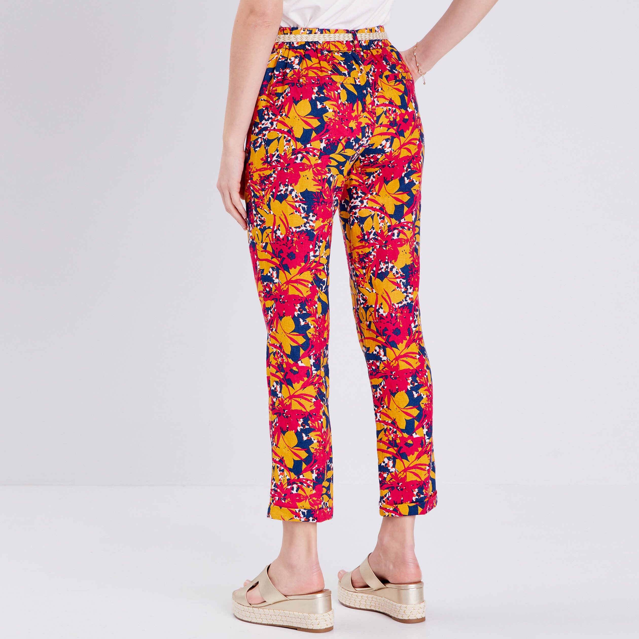 pantalon a ceinture multicolore femme Pantalon à ceinture multicolore femme