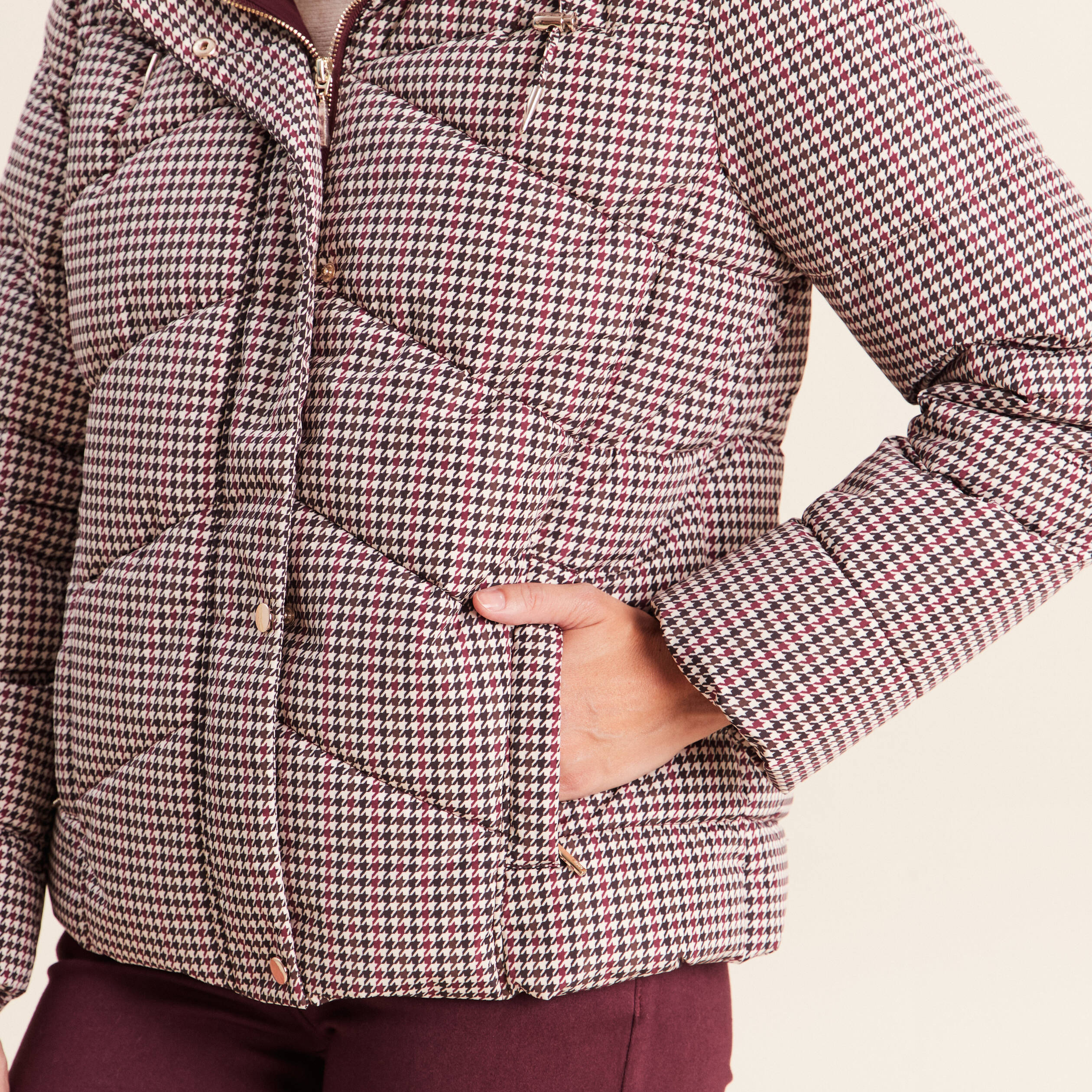 Doudoune capuche manches longues multicolore femme