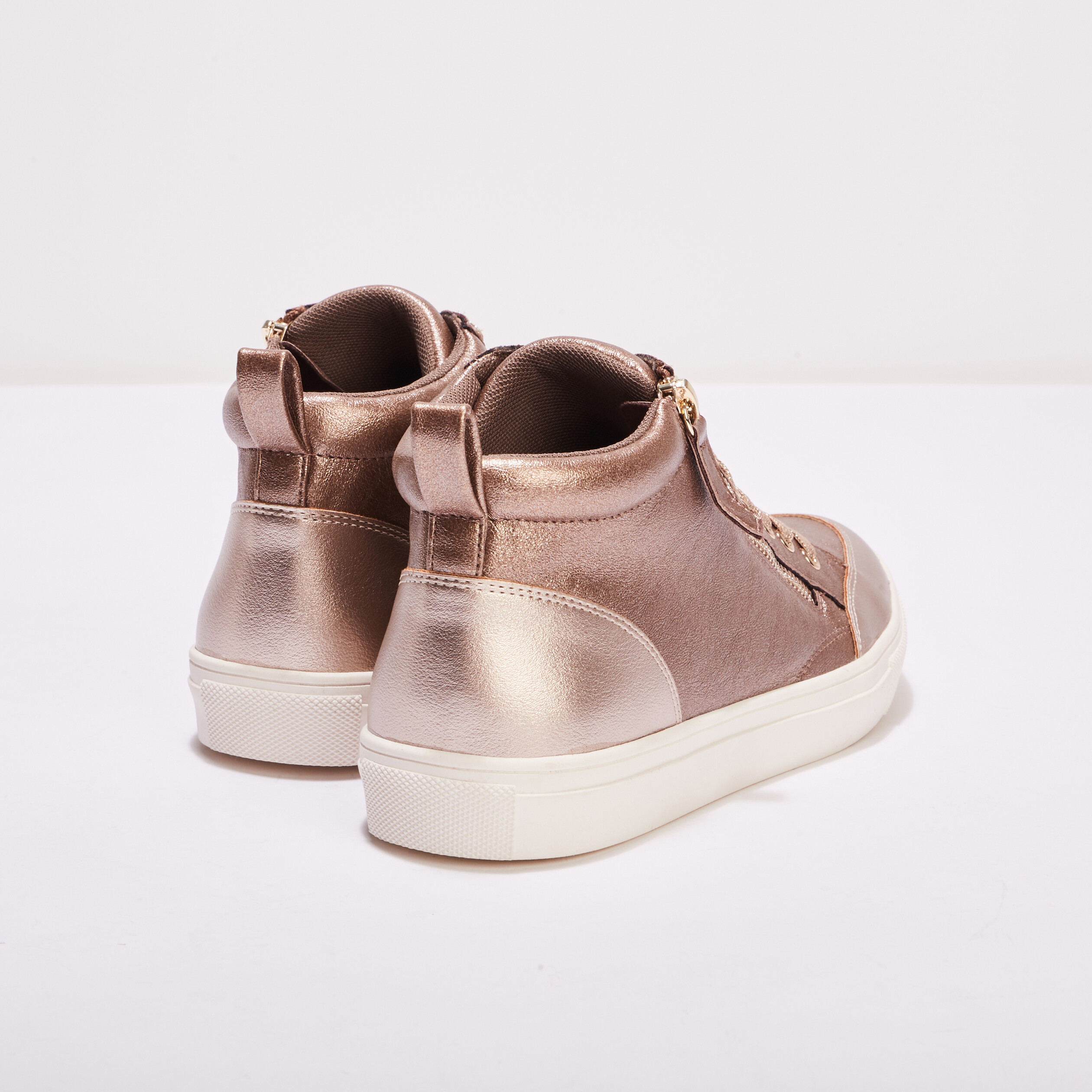 baskets montantes metallisees rose clair femme Baskets montantes métallisées rose clair femme
