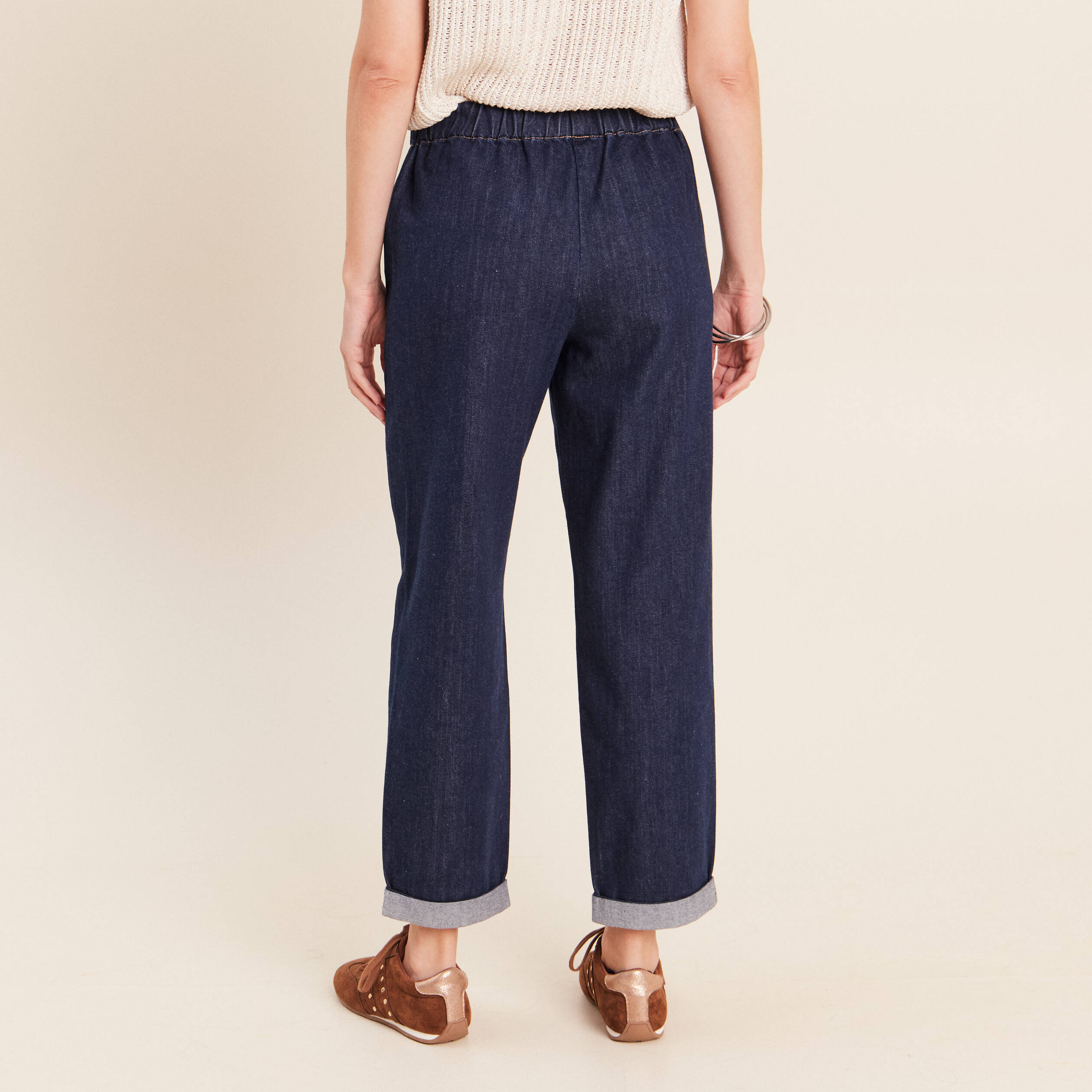 Jean mom en denim denim brut femme