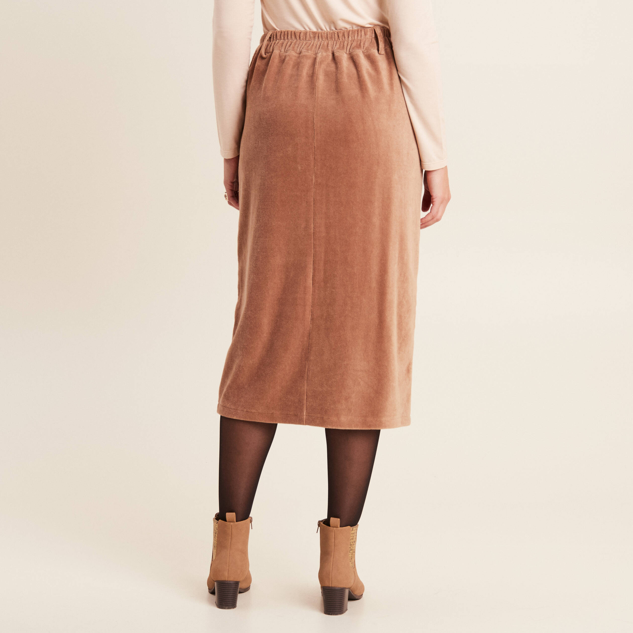 jupe longue droite velours marron femme Jupe longue droite velours marron femme