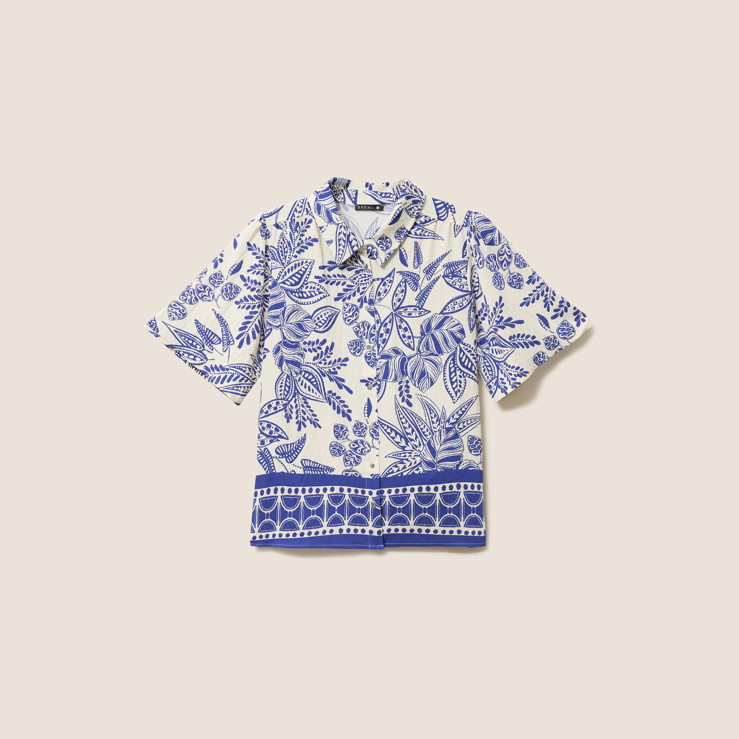 Chemise fluide manches courtes bleu femme