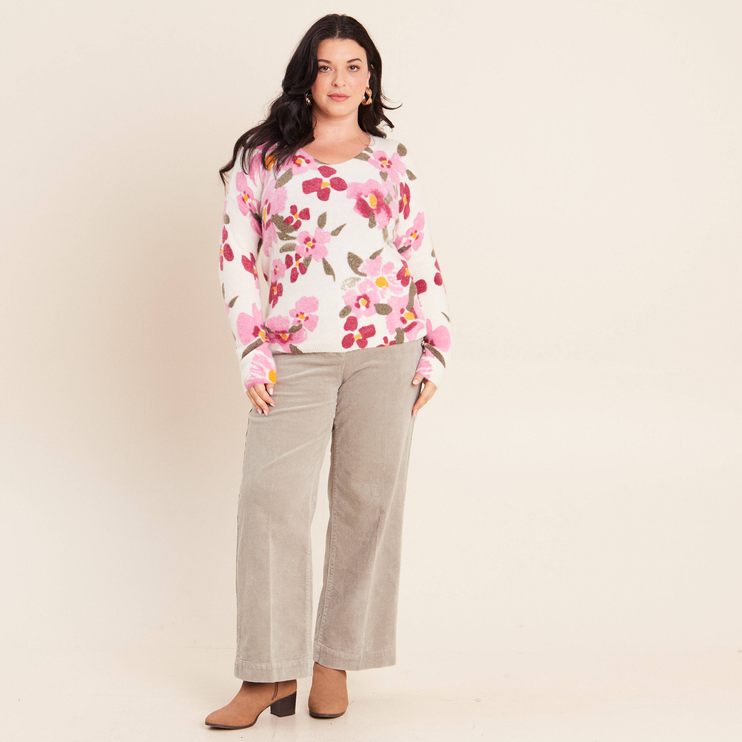 Pull manches longues multicolore femme