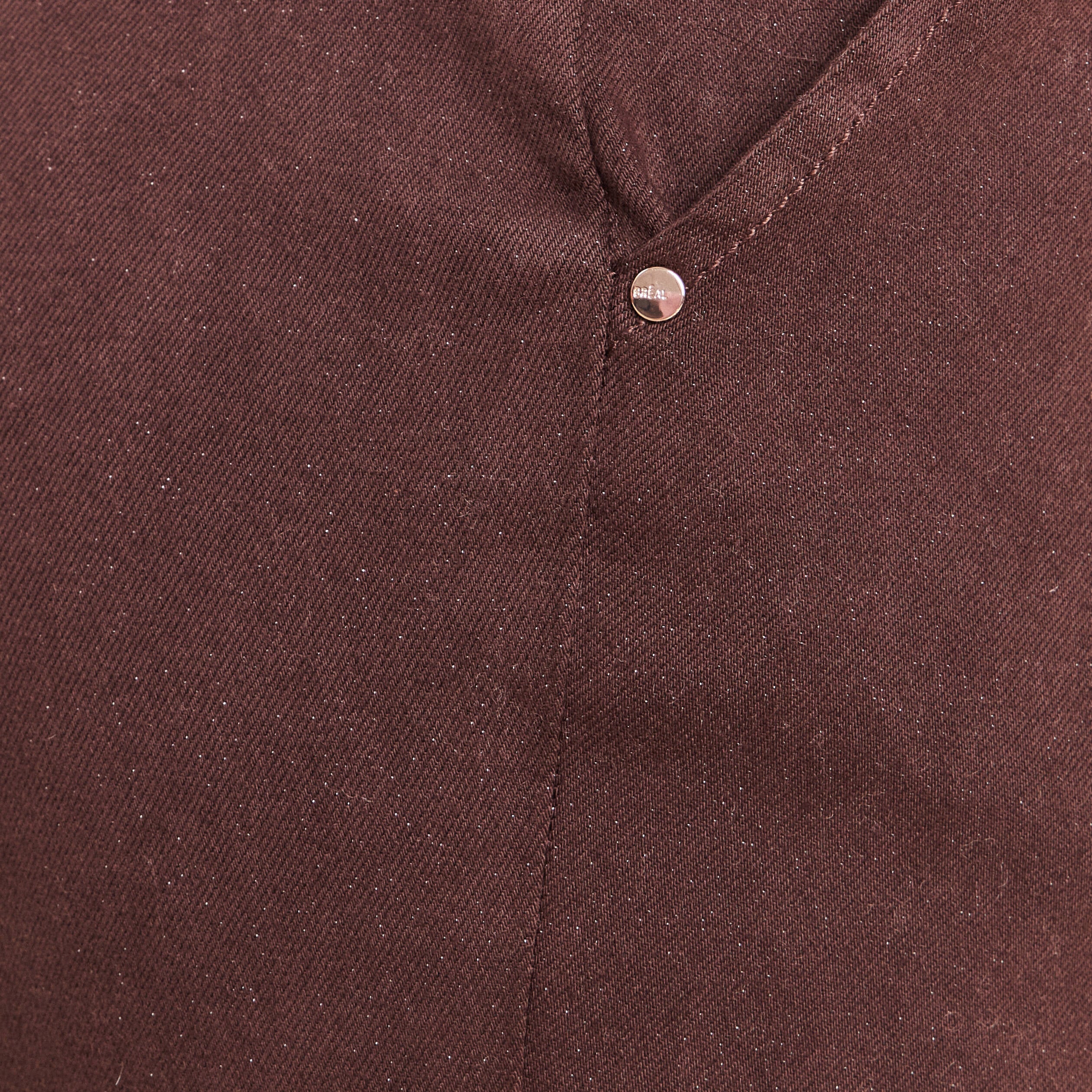 Jean large taille haute &agrave; paillettes marron fonc&eacute; femme