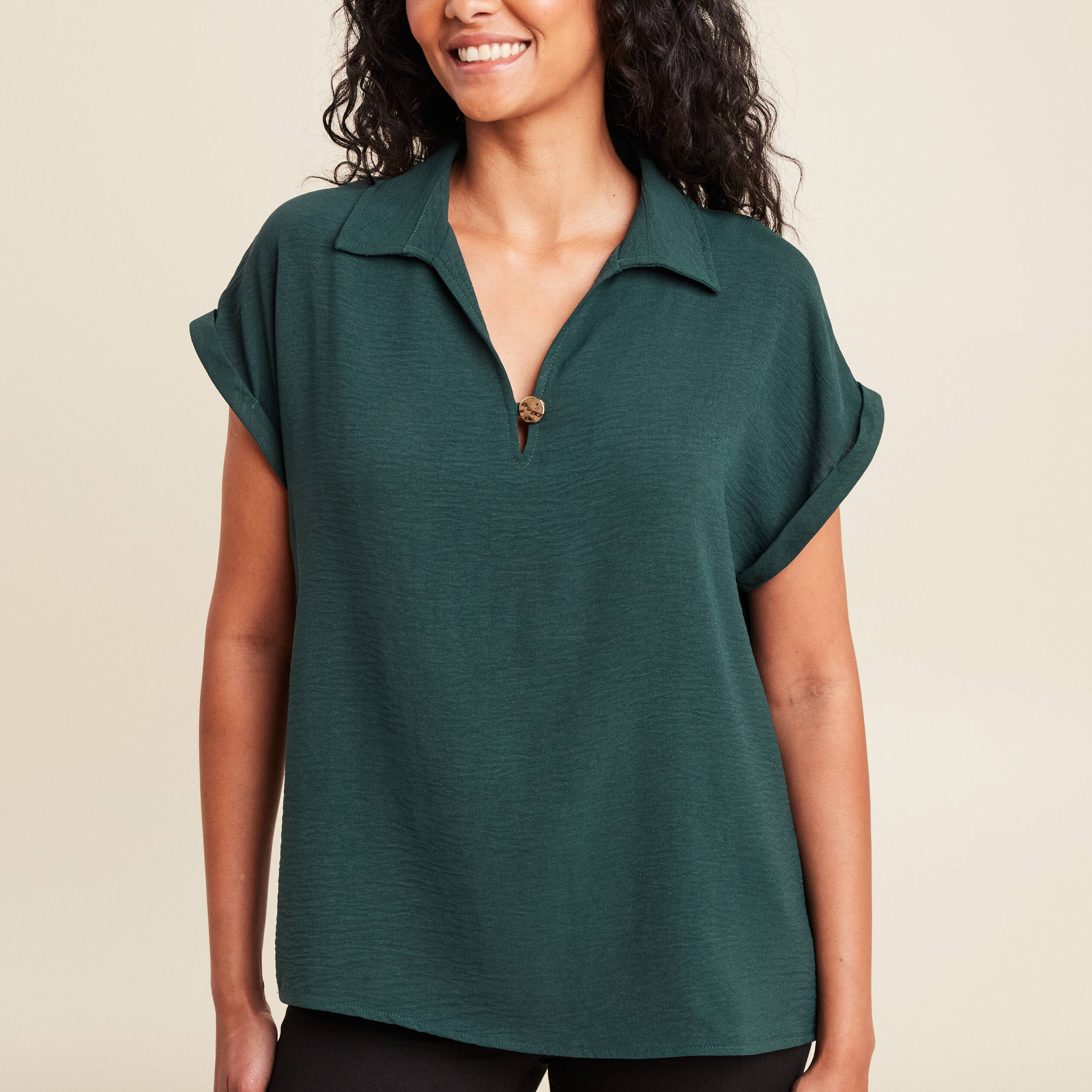 blouse manches courtes vert fonce femme Blouse manches courtes vert foncé femme