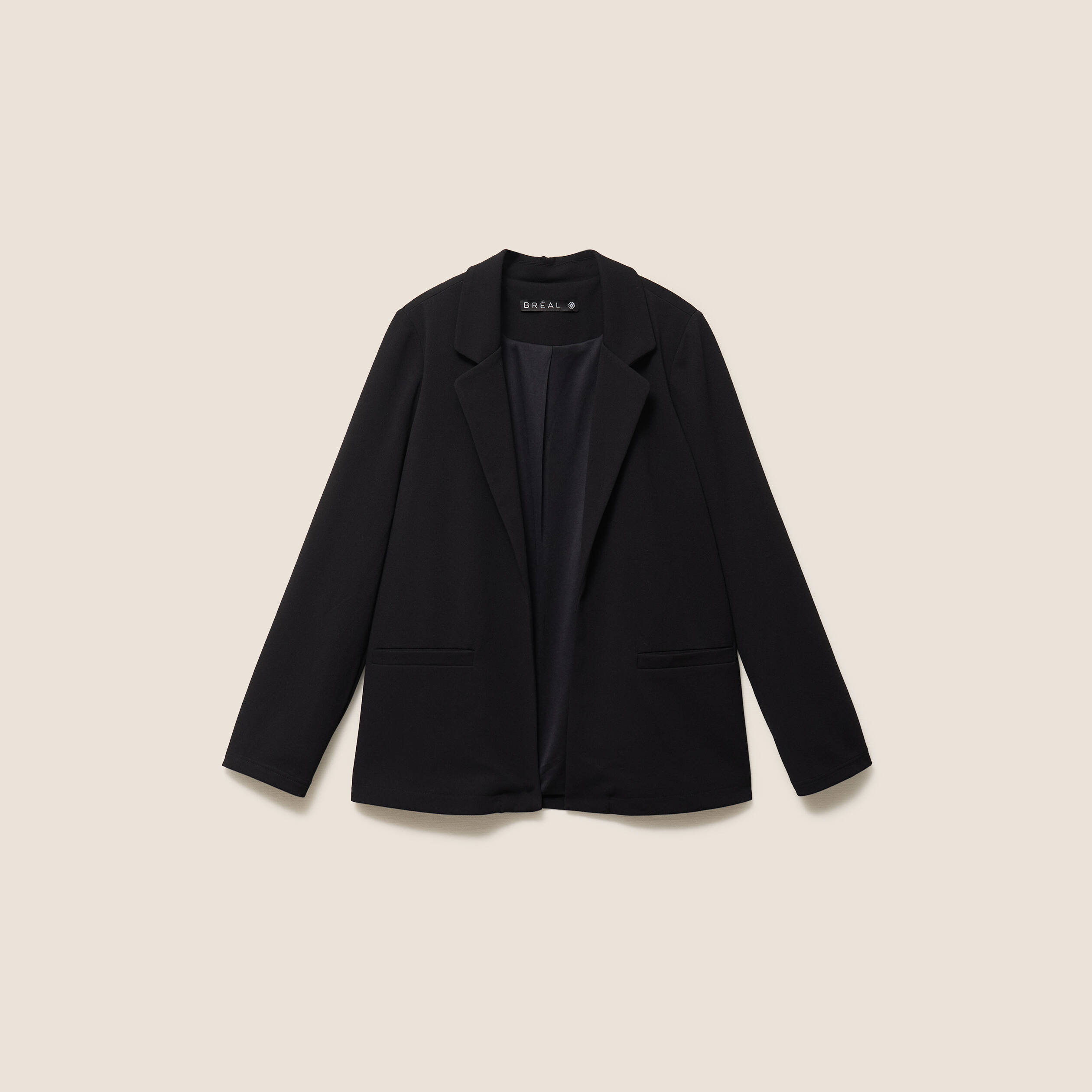 Blazer col tailleur doubl&eacute; noir femme