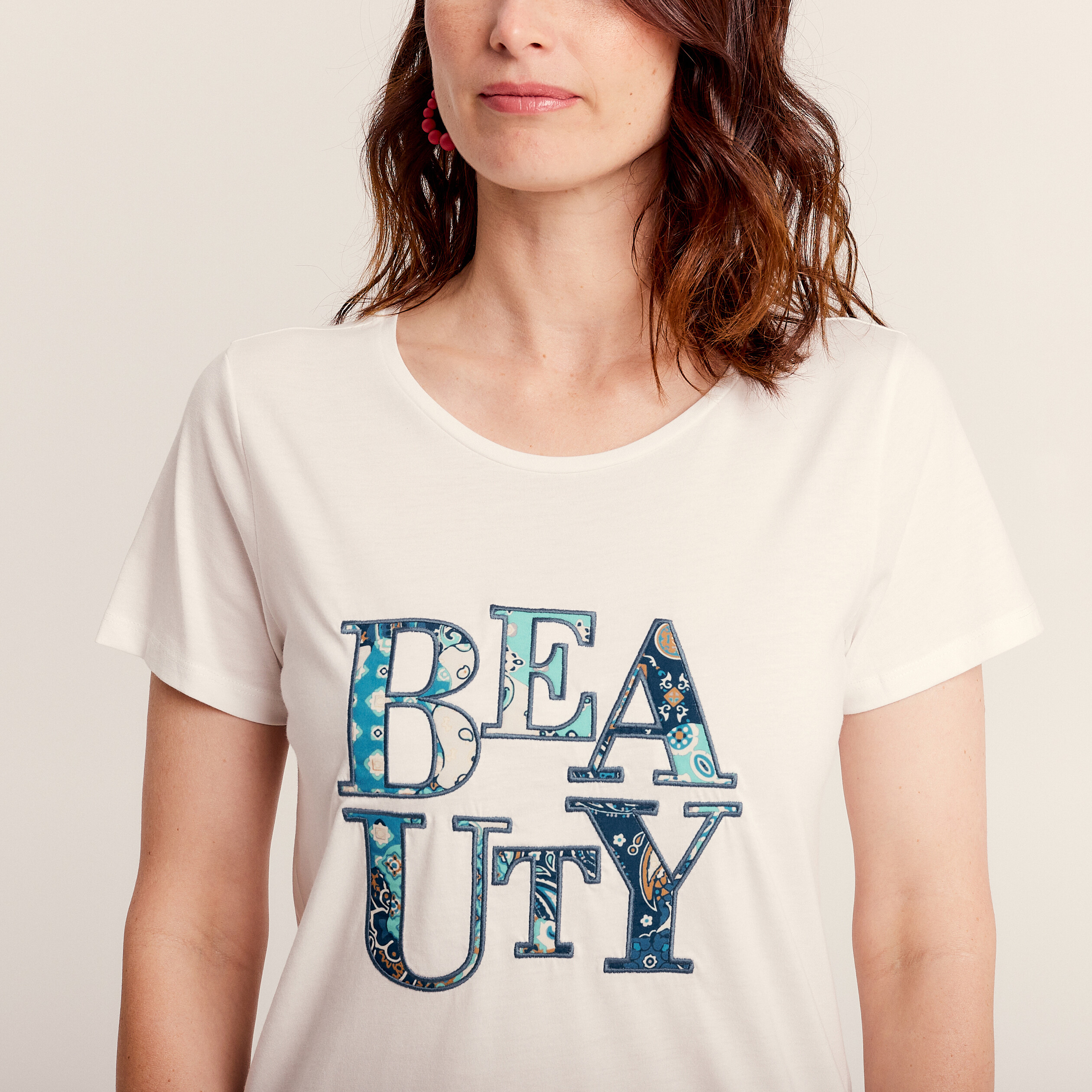 T-shirt manches courtes ecru femme