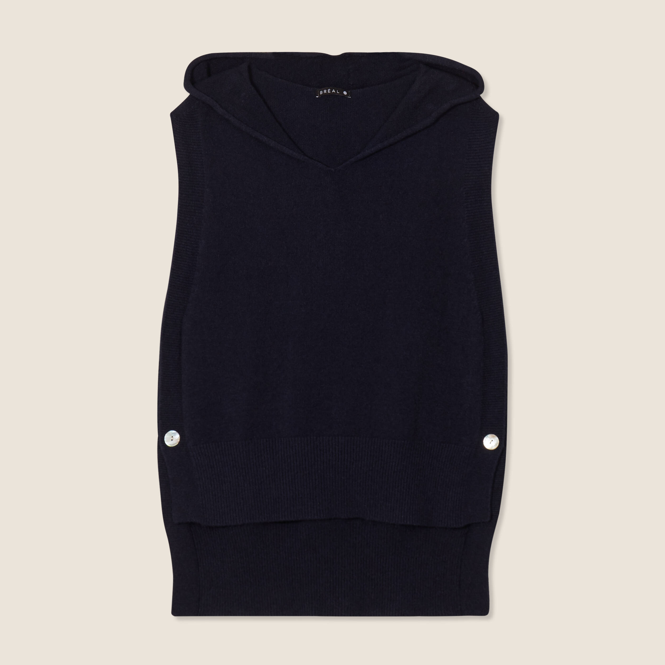 pull sans manches a capuche bleu fonce femme Pull sans manches à capuche bleu foncé femme