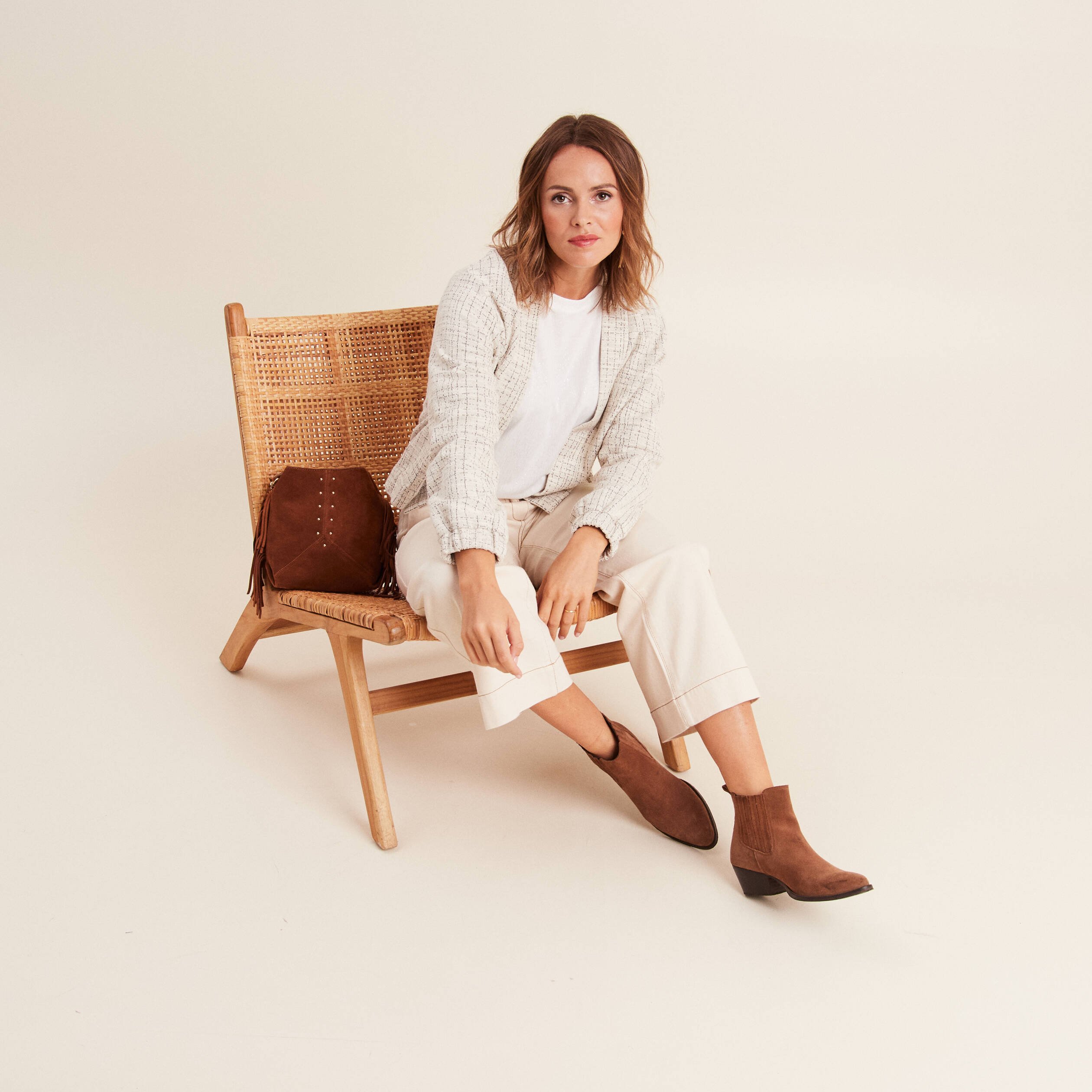veste droite col chale blanc femme Veste droite col châle blanc femme