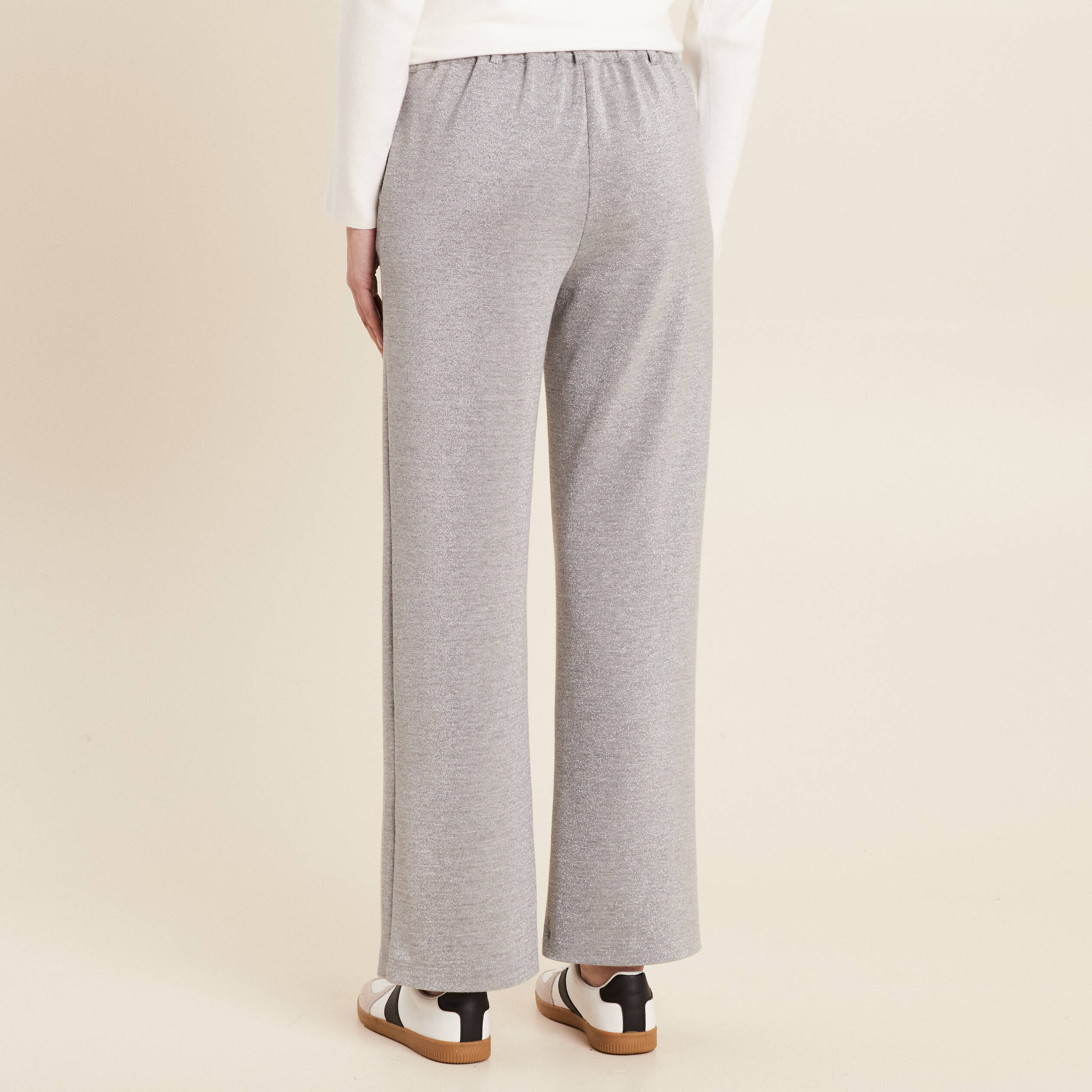 pantalon large paillettes gris argent femme Pantalon large paillettes gris argent femme
