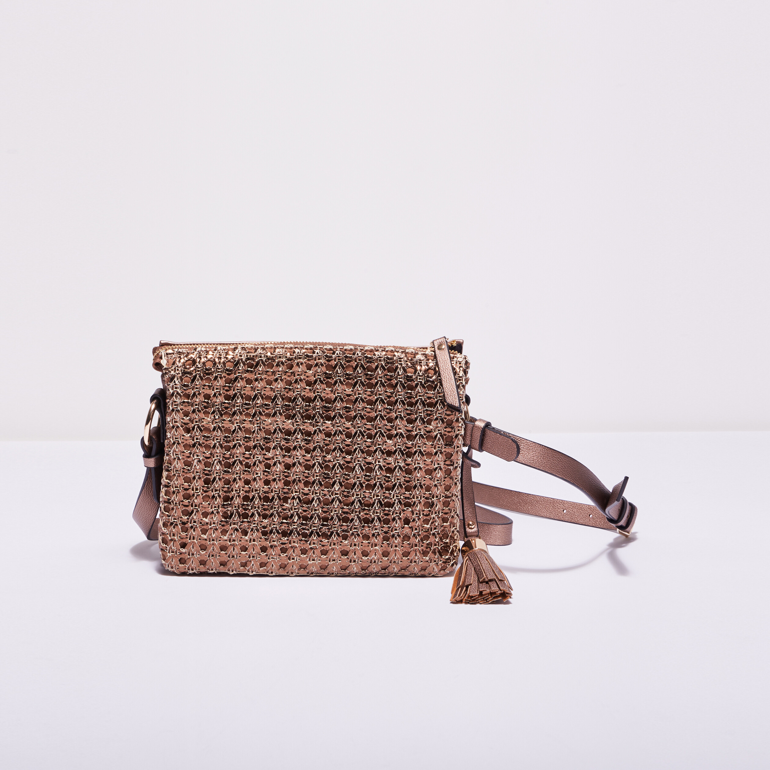 Sac bandoulière métallisé rose clair femme