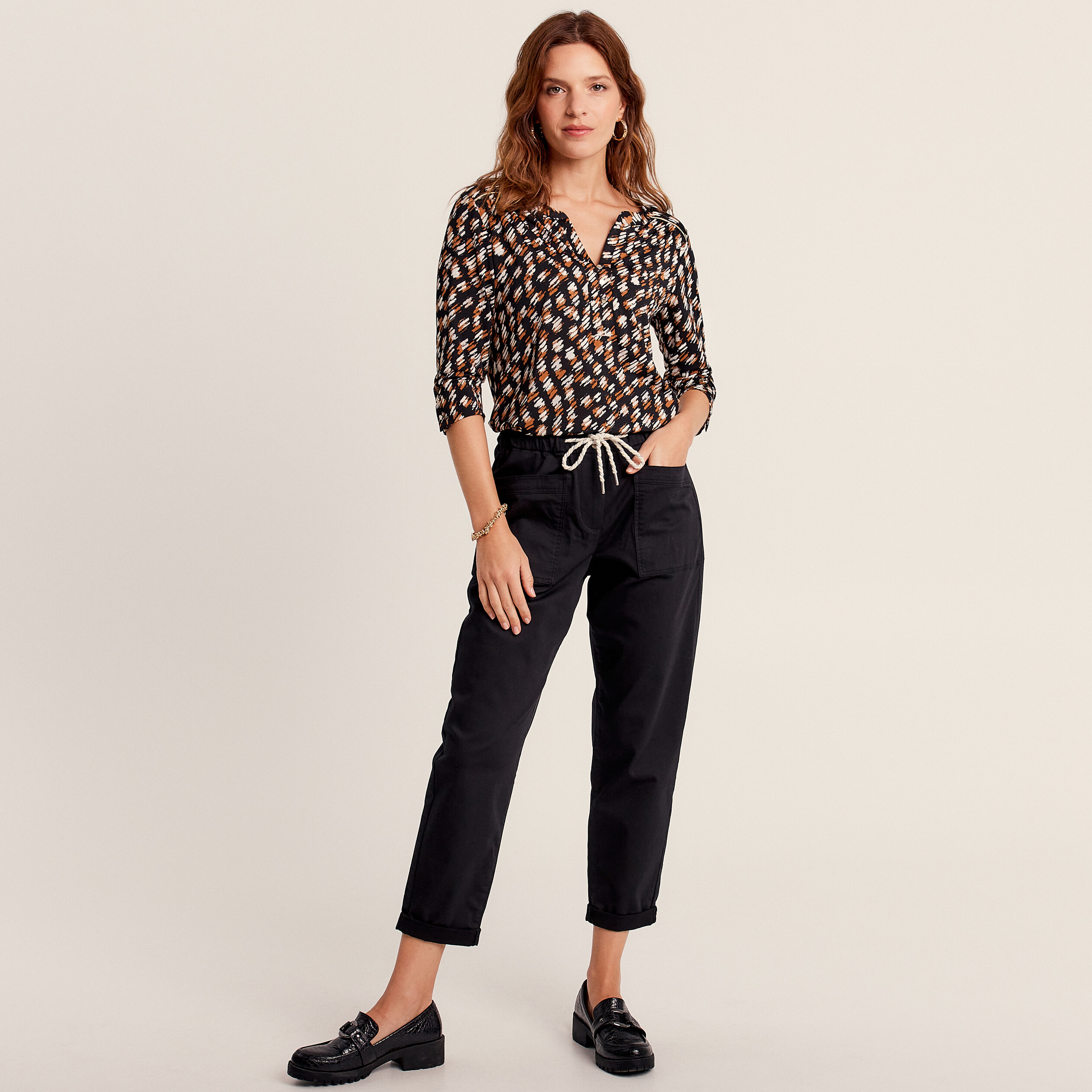 t shirt manches 34 noir femme T-shirt manches 3/4 noir femme