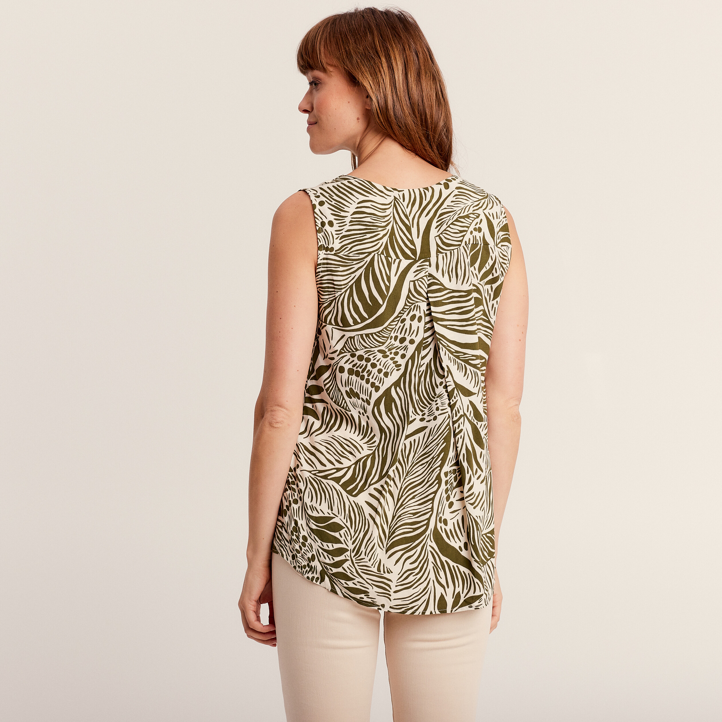Blouse sans manches vert foncé femme