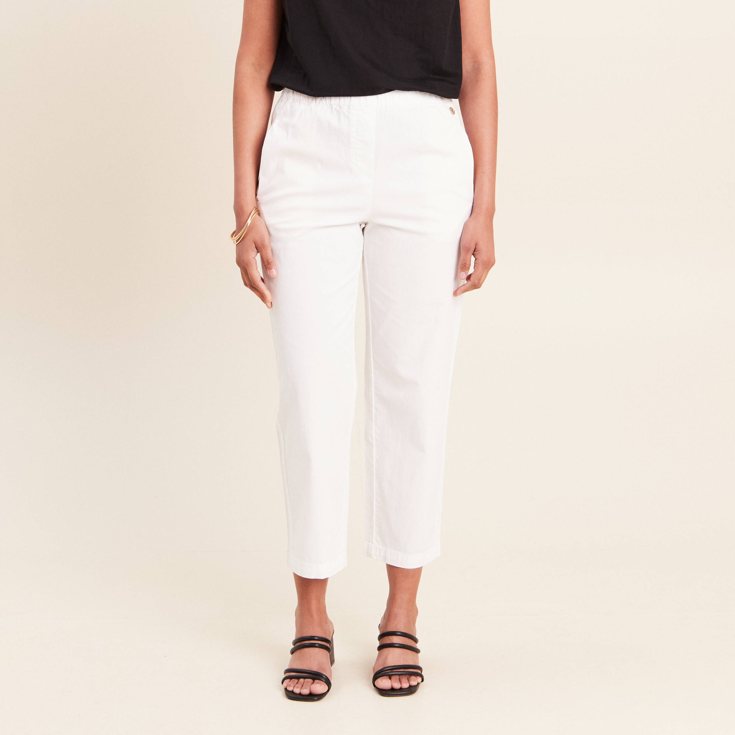 Pantalon mom blanc femme