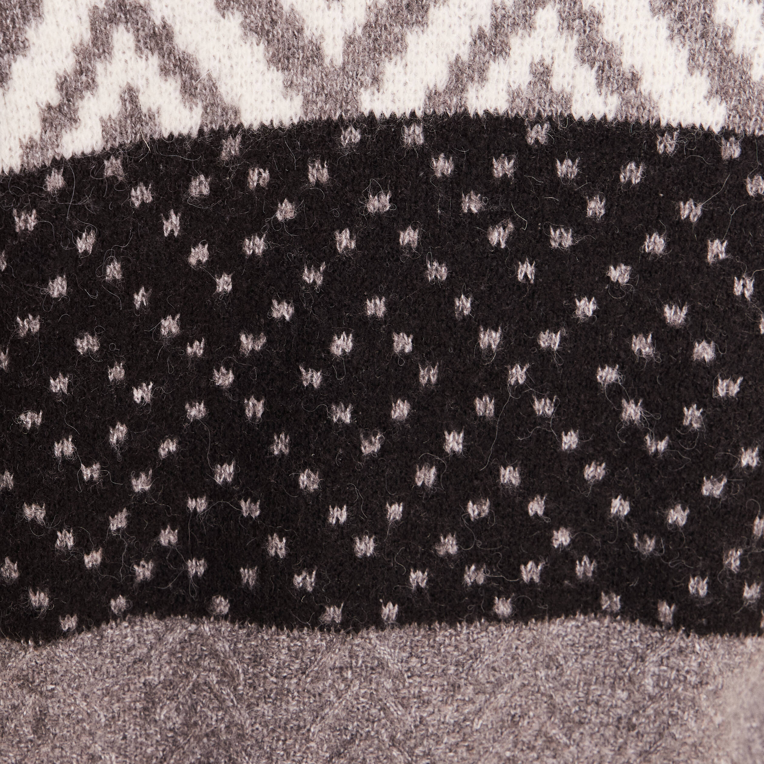 Pull jacquard col rond gris femme