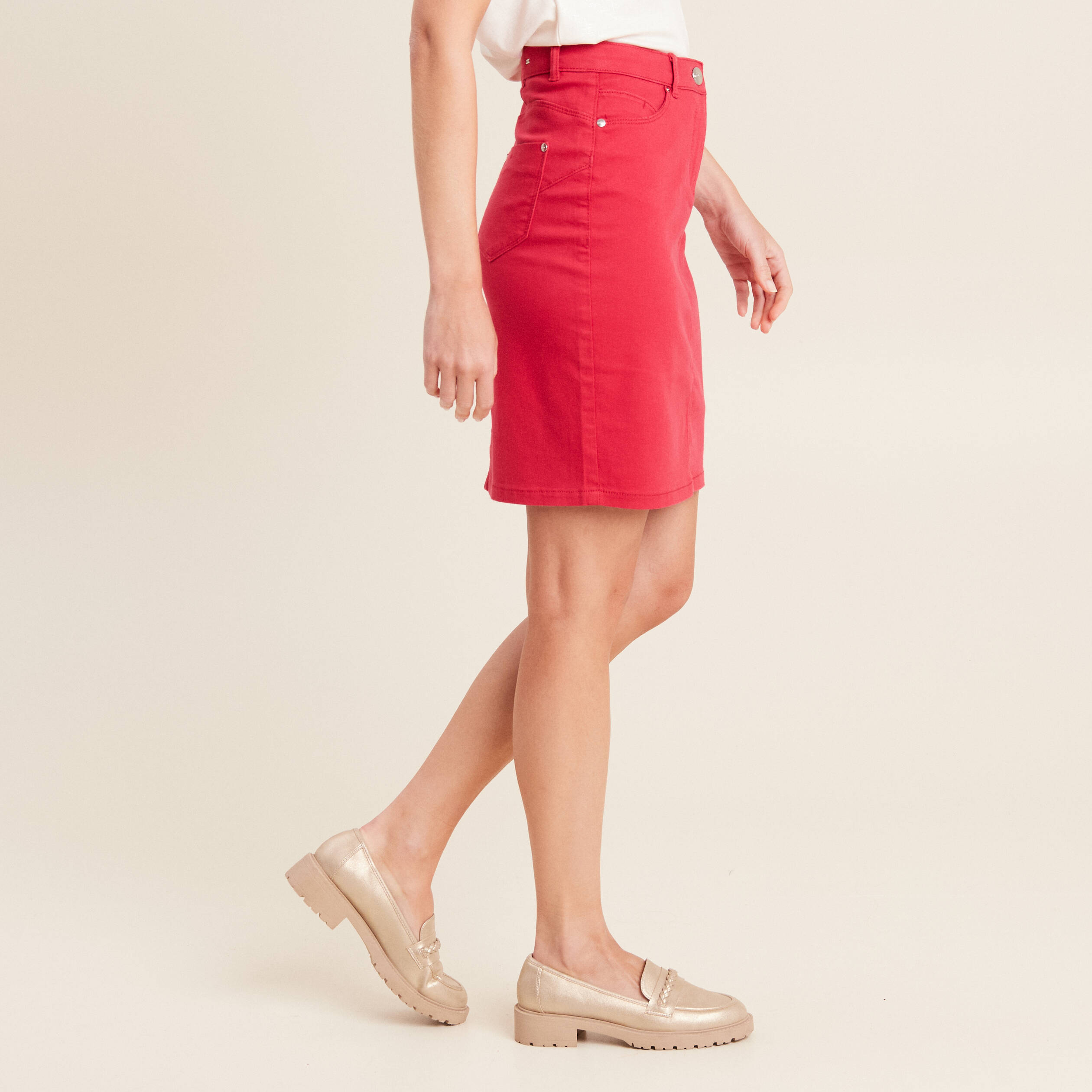 Jupe droite rouge femme store