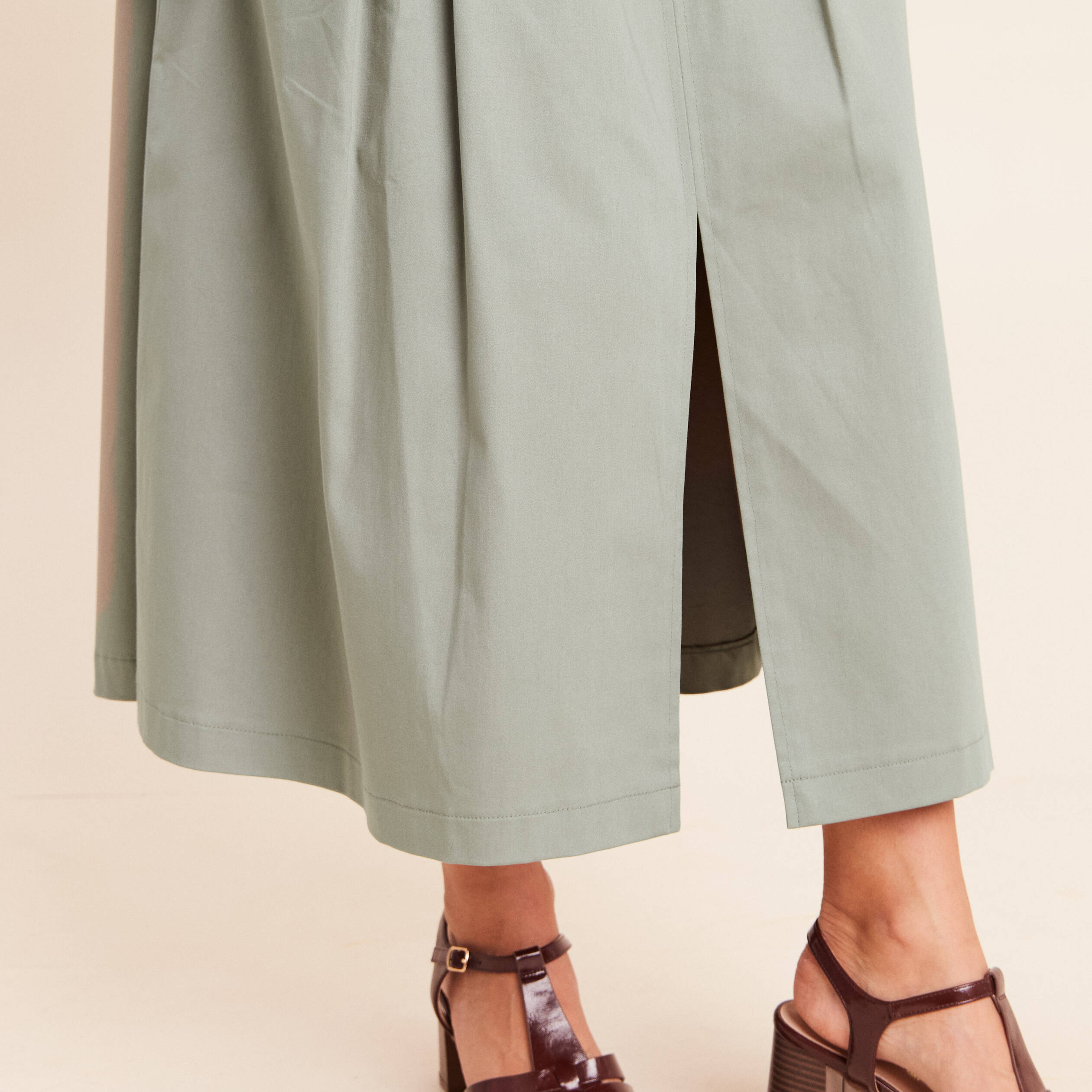 Jupe doubl&eacute;e vert clair femme
