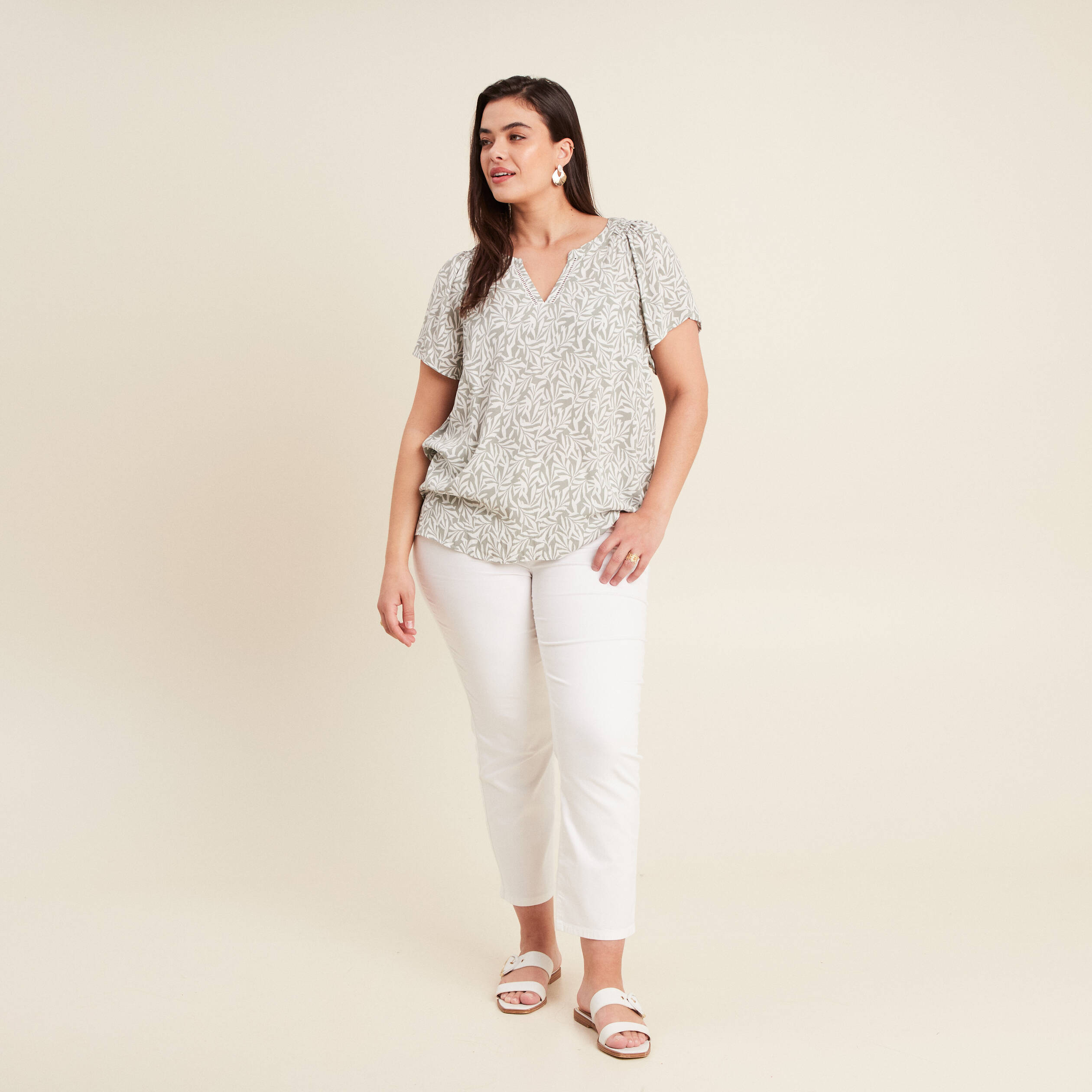 blouse manches courtes vert kaki femme Blouse manches courtes vert kaki femme