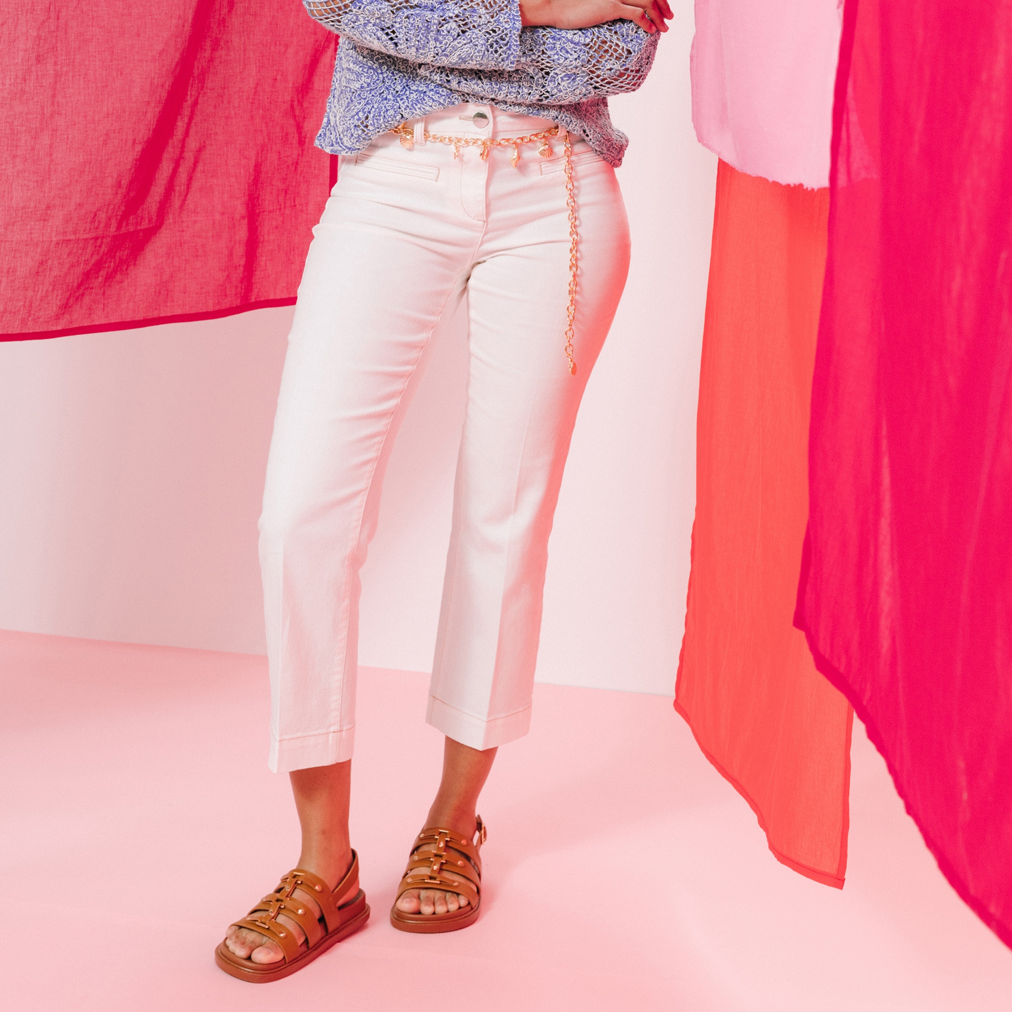 Jean coupe droite 7/8&egrave;me ecru femme