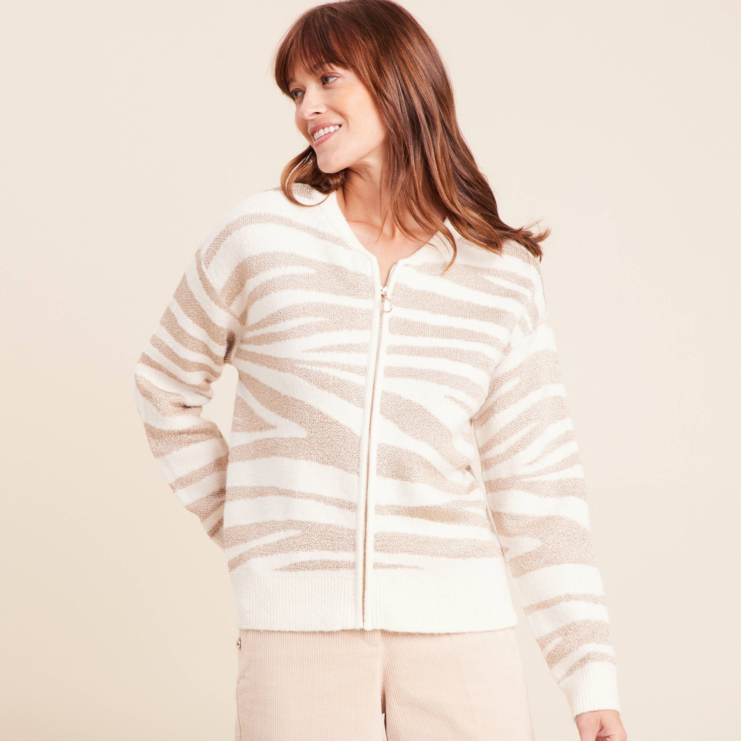 Gilet manches longues blanc femme
